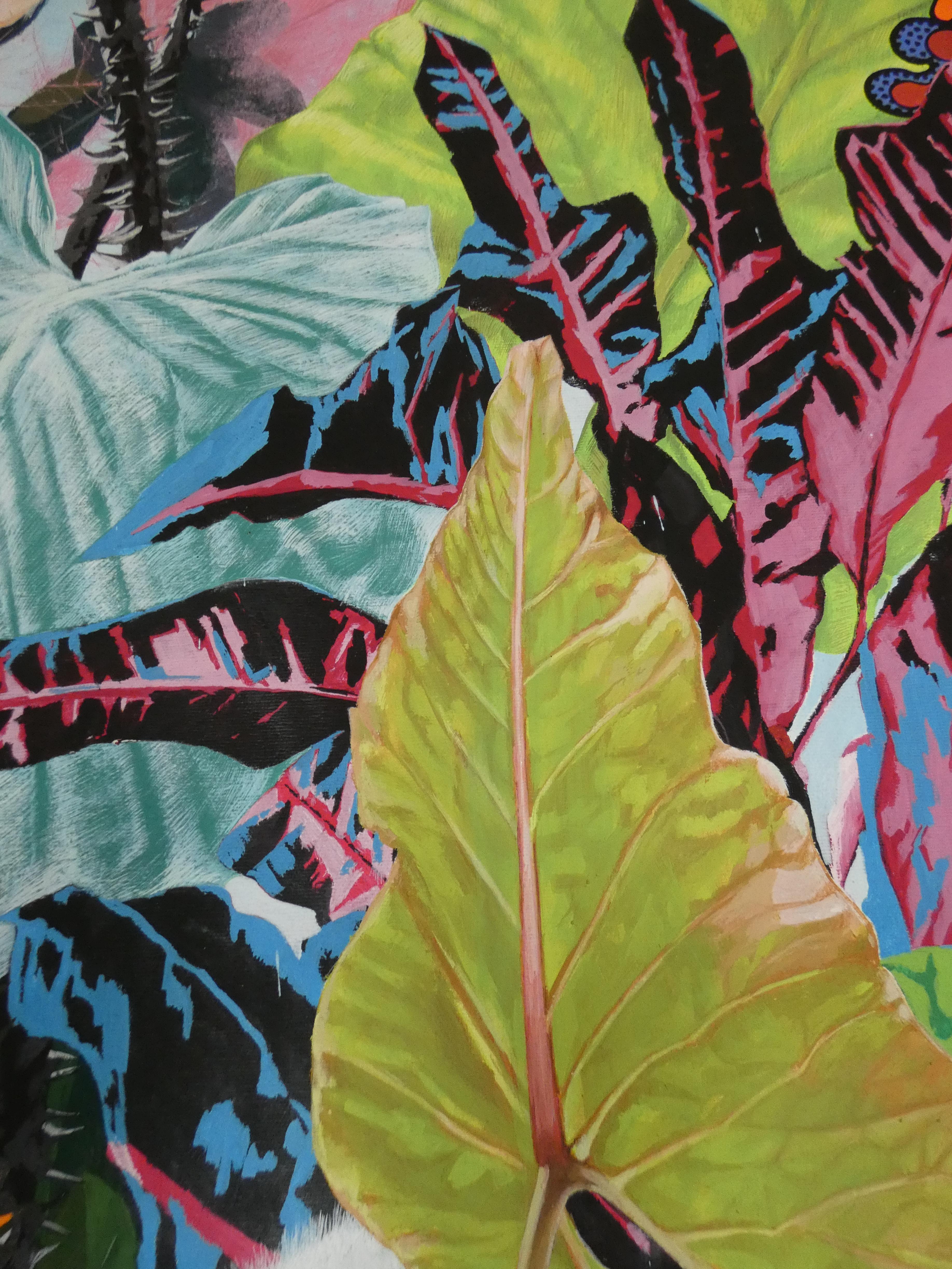 Soy capitan Carole Fontana Zeitgenössische Malerei Kunst Blume Pflanze Garten Farbe  im Angebot 1