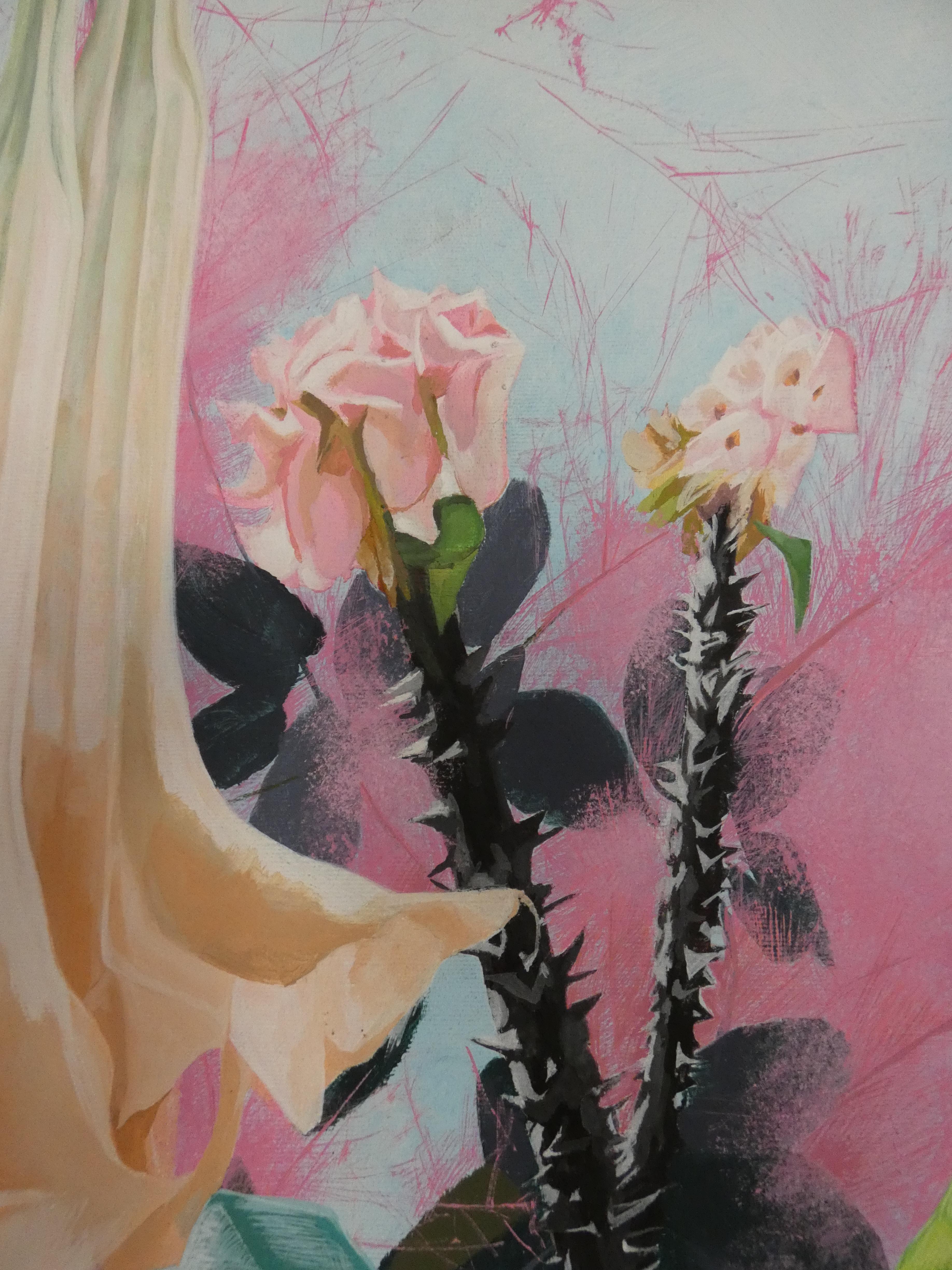 Soy capitan Carole Fontana Zeitgenössische Malerei Kunst Blume Pflanze Garten Farbe  im Angebot 2