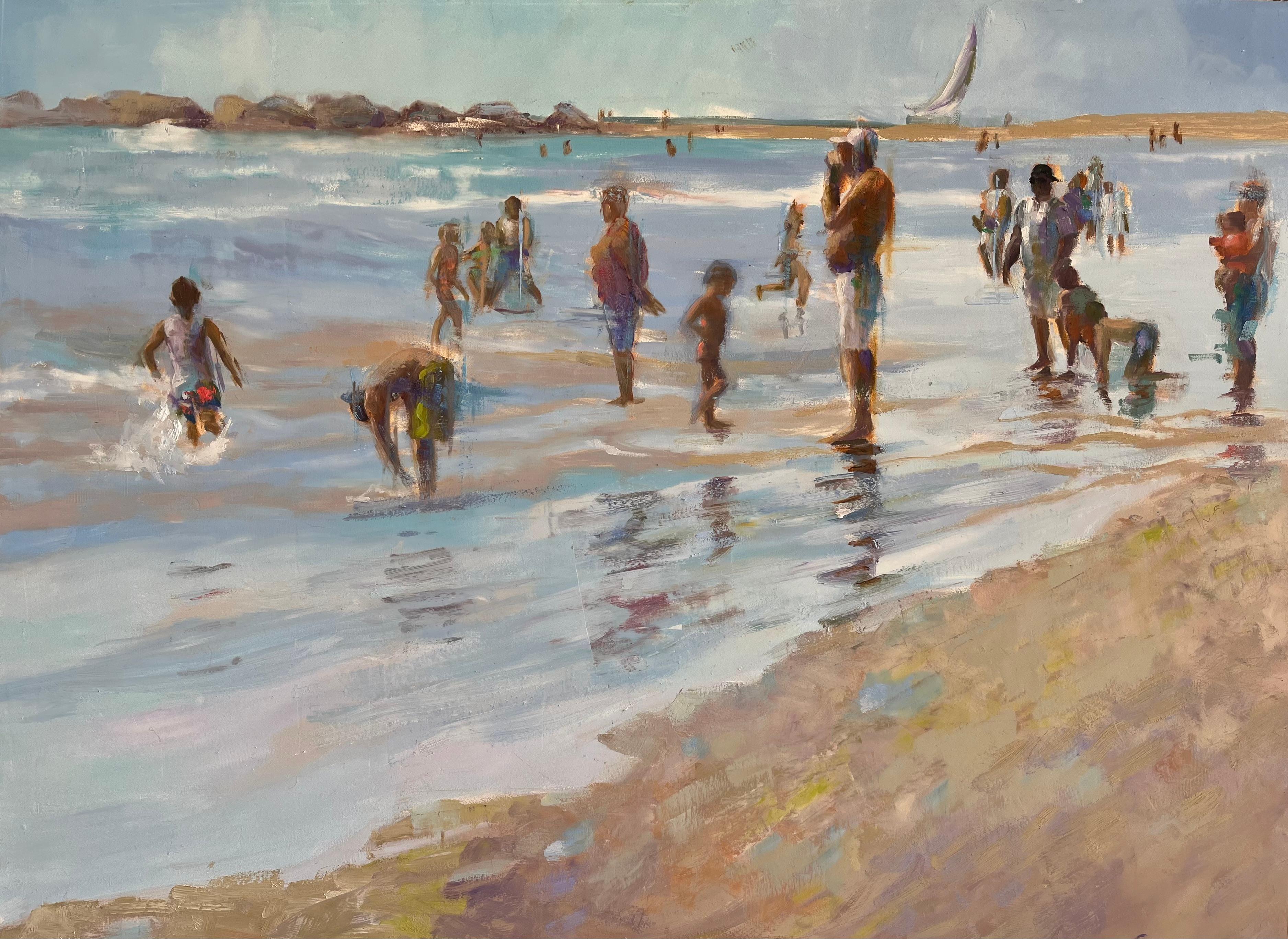 Carole Garland Landscape Painting - A Day at the Beach