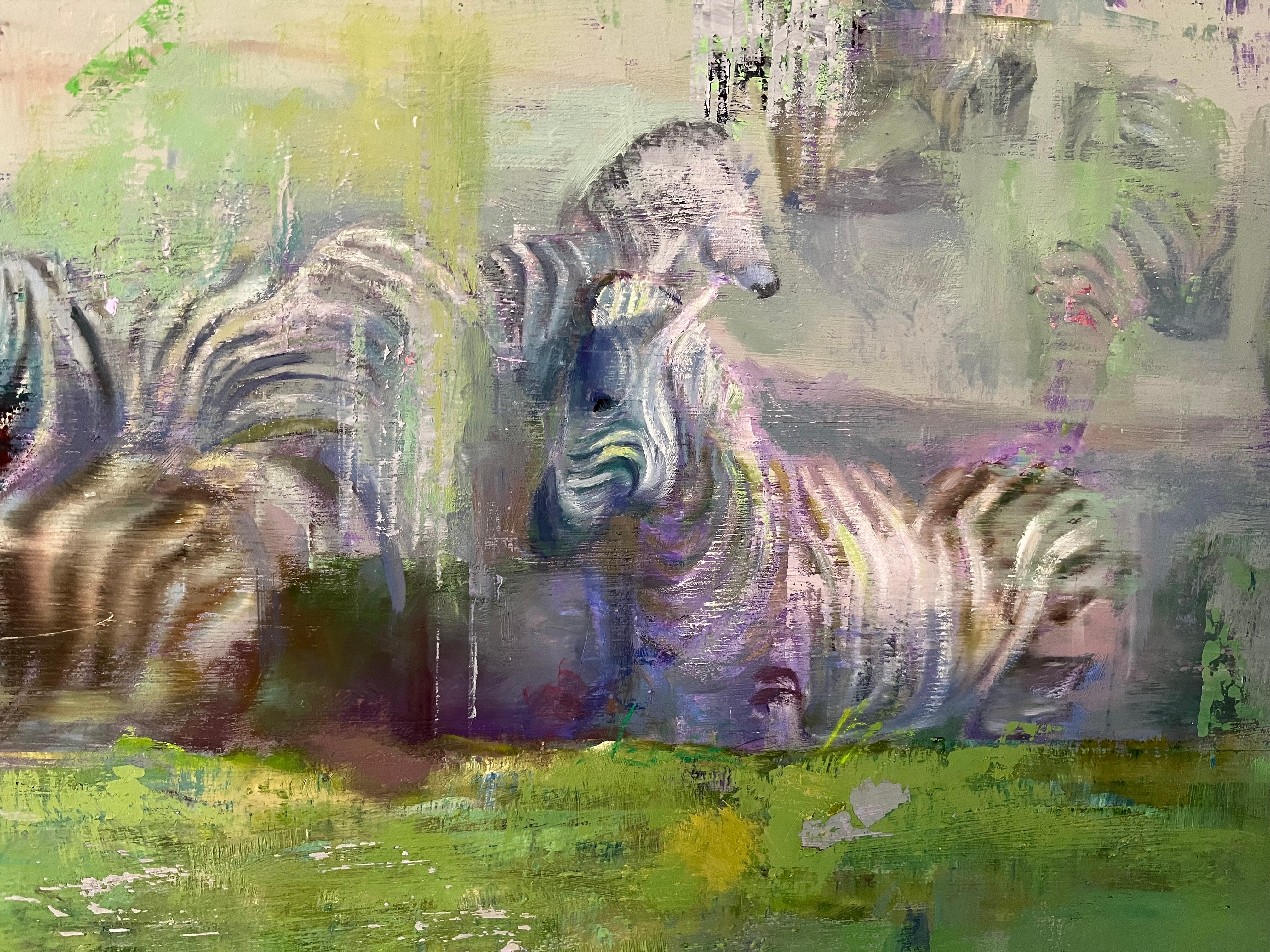 Carole Garland Animal Painting - A Dazzle of Zebras