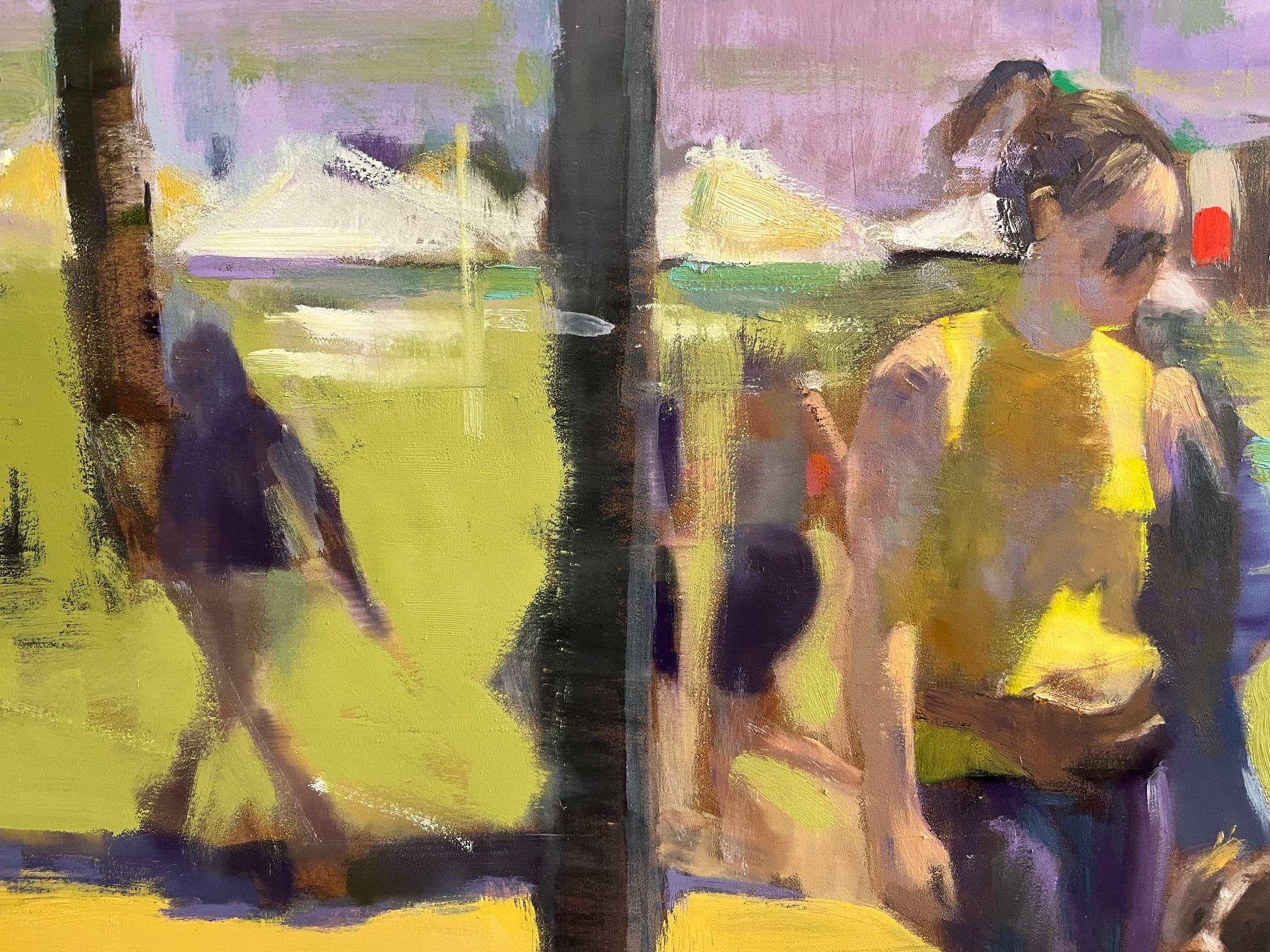 Una ragazza e il suo cane - Painting Contemporaneo di Carole Garland