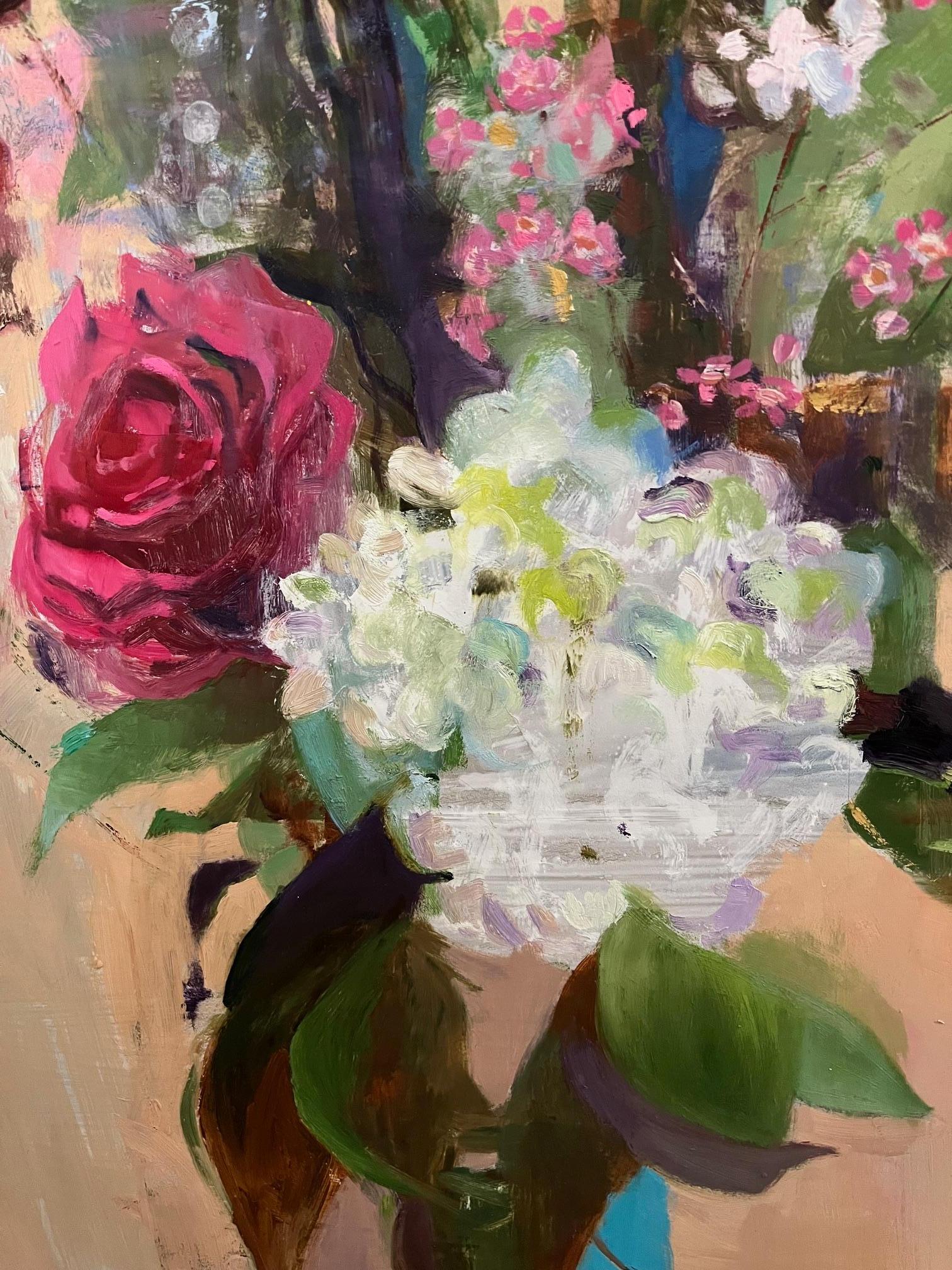 Un pot-pourri di fiori - Painting di Carole Garland