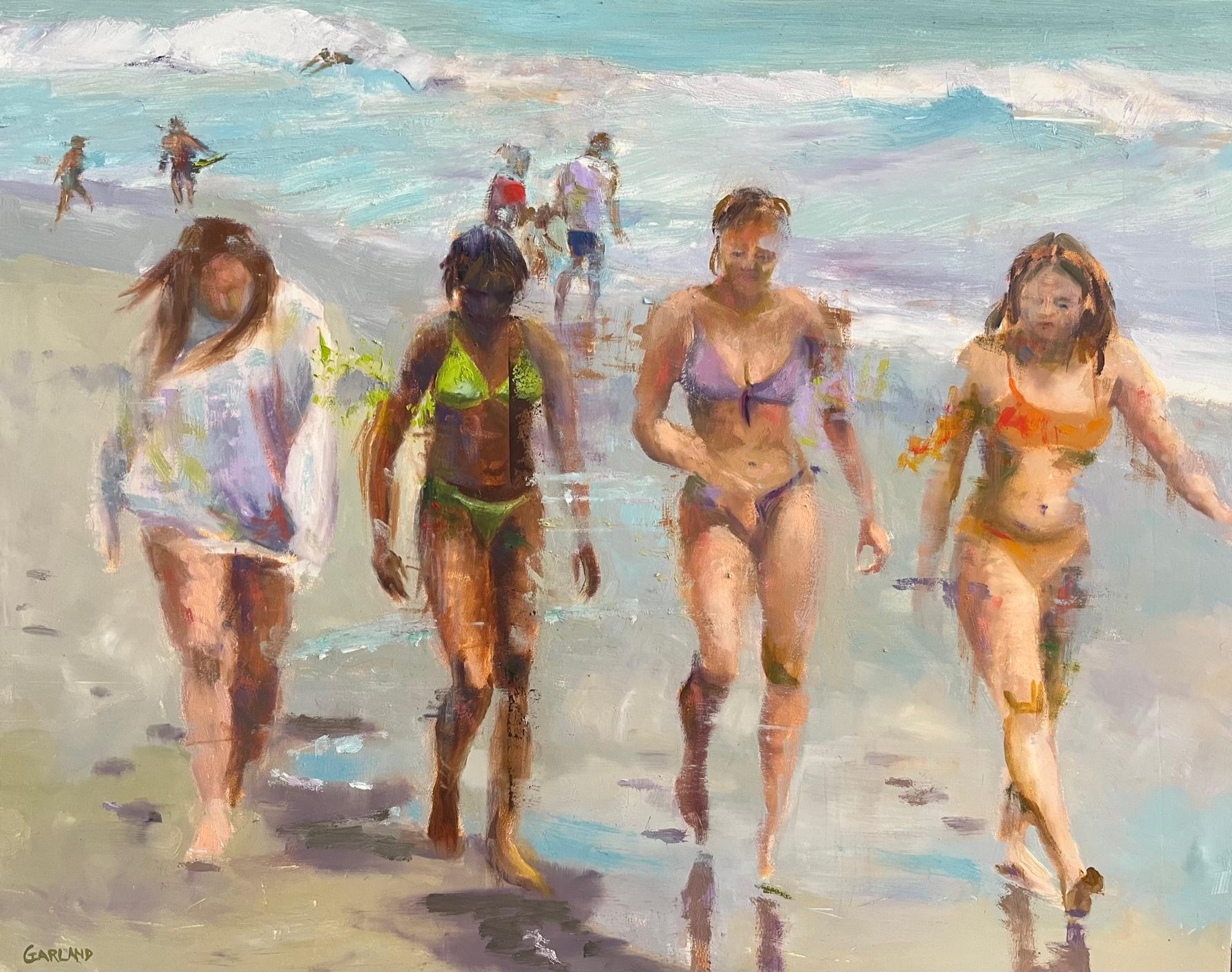 Figurative Painting Carole Garland - Les filles de la plage
