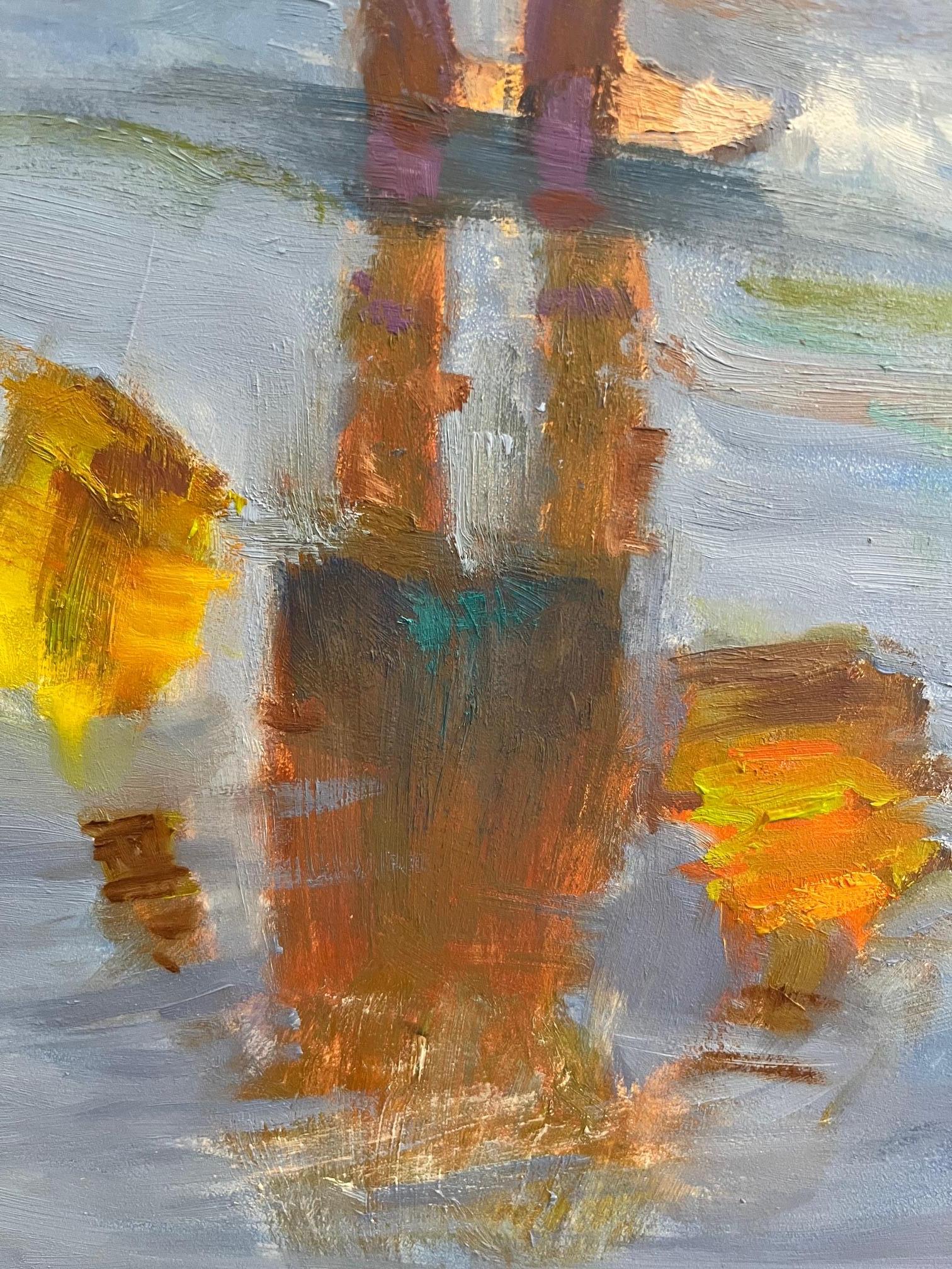 Boy with Pails - Contemporary Painting by Carole Garland