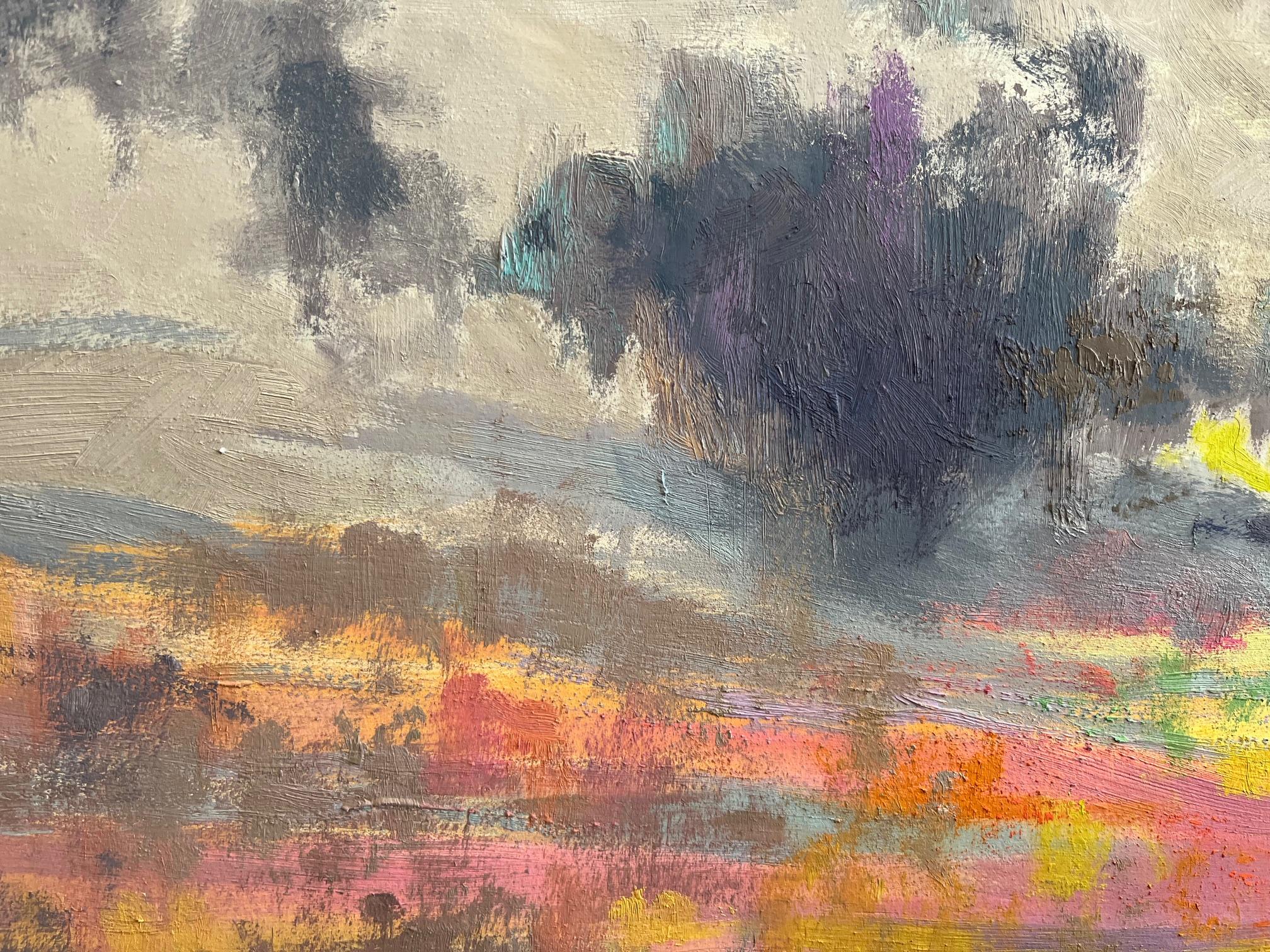 Puesta de sol en California - Painting Contemporáneo de Carole Garland