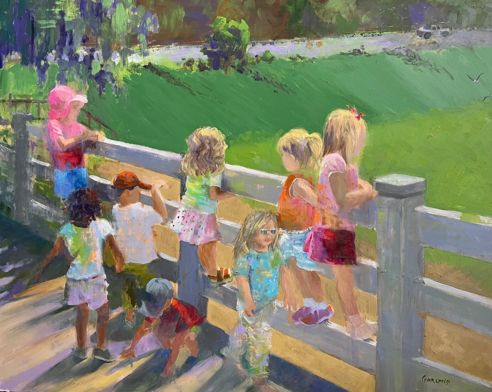 Children on the Fence - Painting by Carole Garland