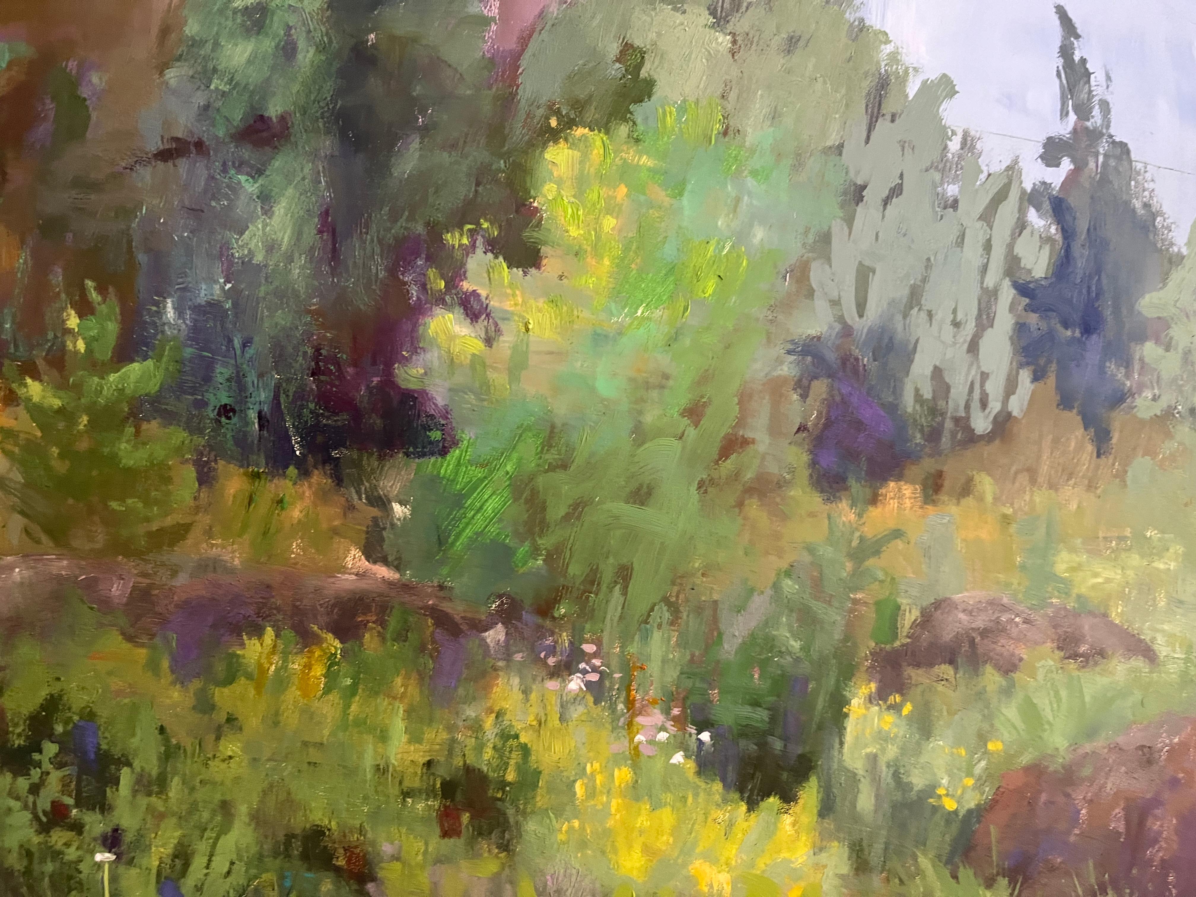 Campo di fiori - Landscape Painting Grigio di Carole Garland