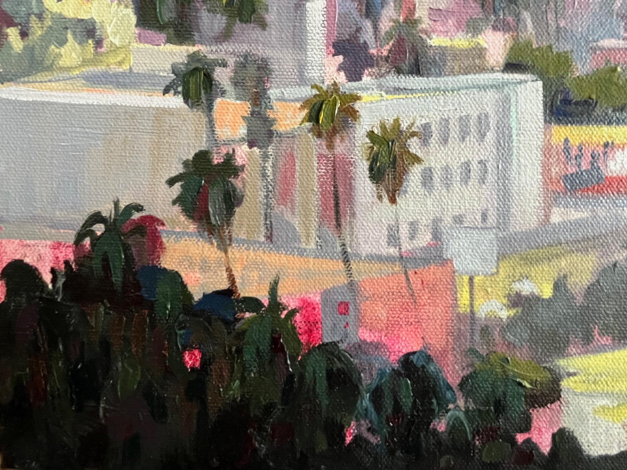 Artist Carole Garland chose to paint the city of Los Angeles, no small task, because so few artists were tackling the sprawling maze of ethnic neighborhoods, spread out suburbia and the out of control network of freeways.
The city presents hundreds