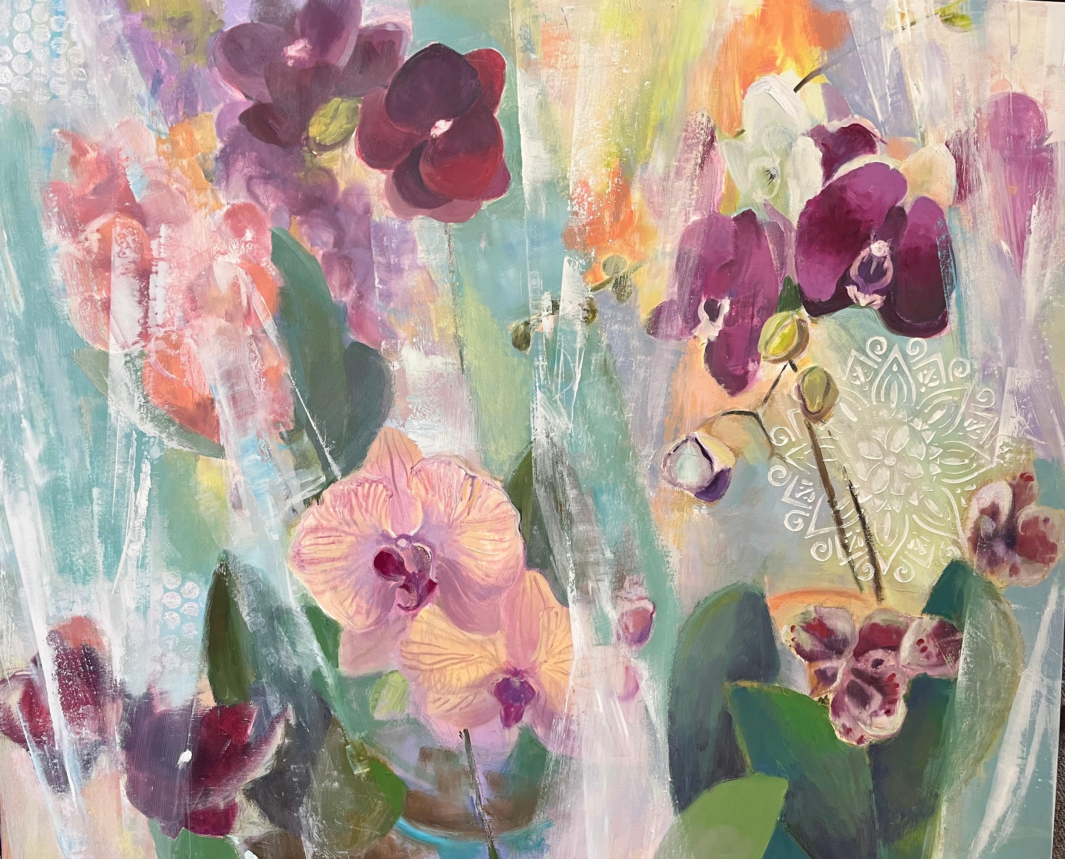 Carole Garland Interior Painting - Orchids on Parade