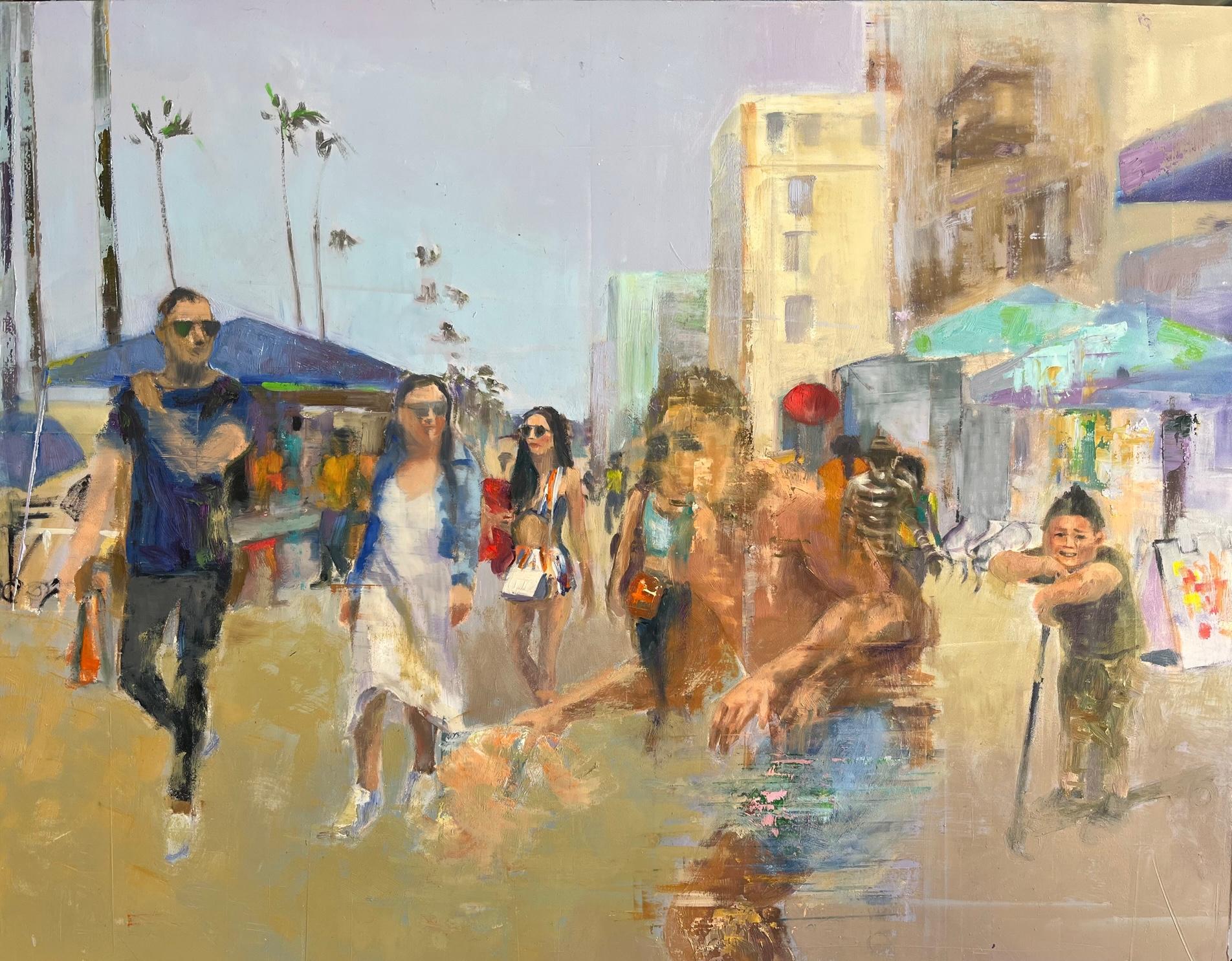 Carole Garland Abstract Painting – Venedig Skateboarder