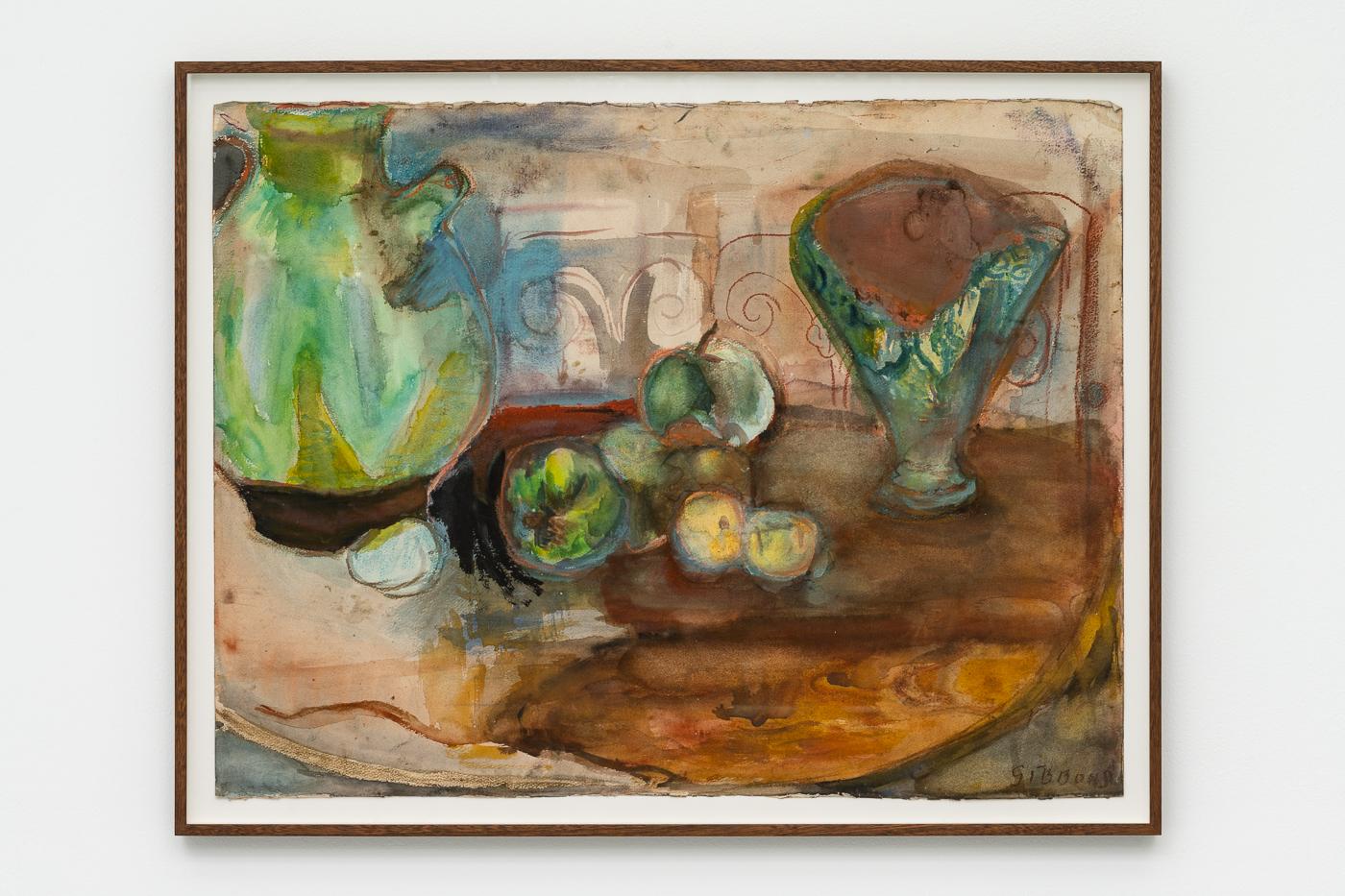 Carole Gibbons Still-Life Painting - Still Life (Moroccan Vase and Green Jug)