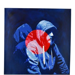 Man with hoodie oil painting by Carole Grandgirard, France 2025.