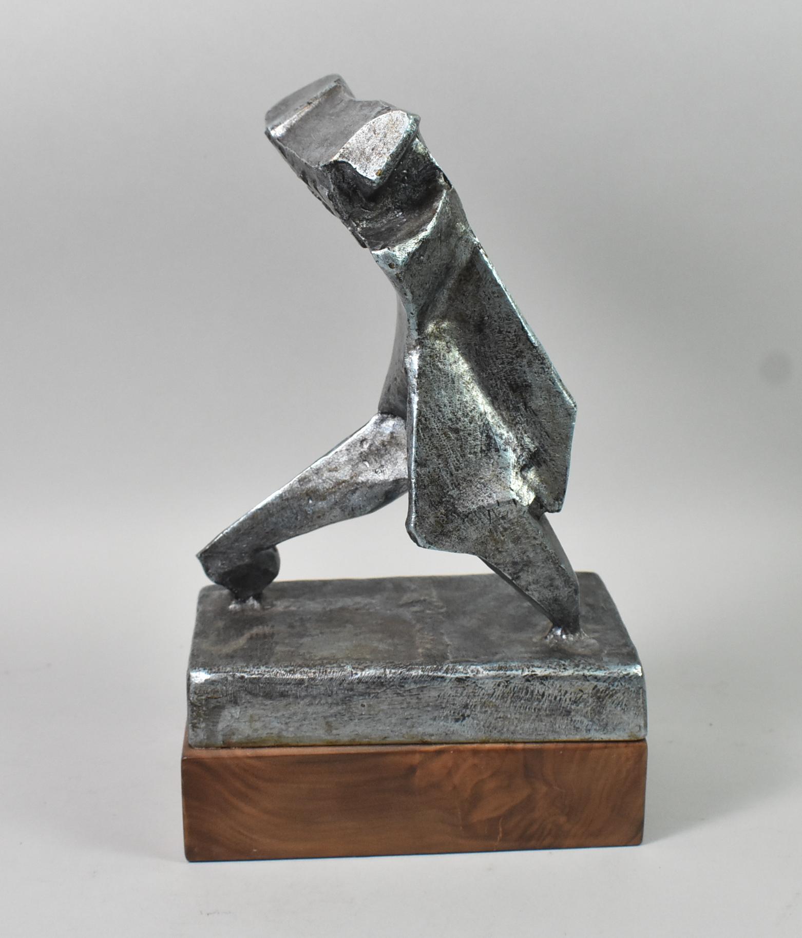 Cast bronze abstract statue by Michigan artist Carole Harrison (1933-2022). 10 1/2