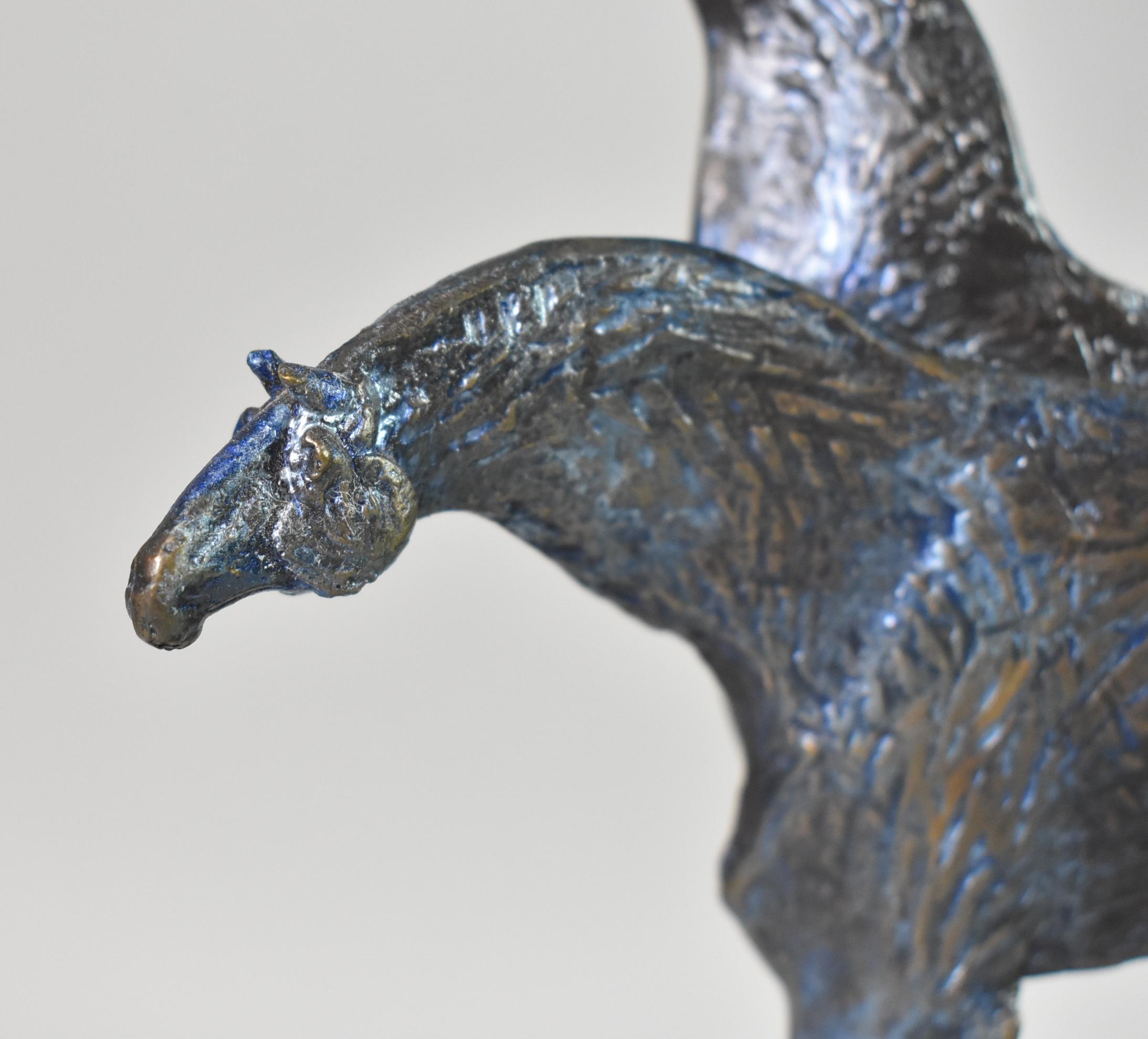 Calco Scultura modernista in bronzo fuso di Carole Harrison con 2 cavalli, altezza 10 1/4