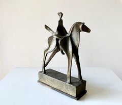 Carole Harrison "Untitled" Horseback Rider, patinated bronze sculpture