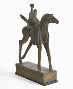 Carole Harrison "Untitled" Horseback Rider, patinated bronze sculpture