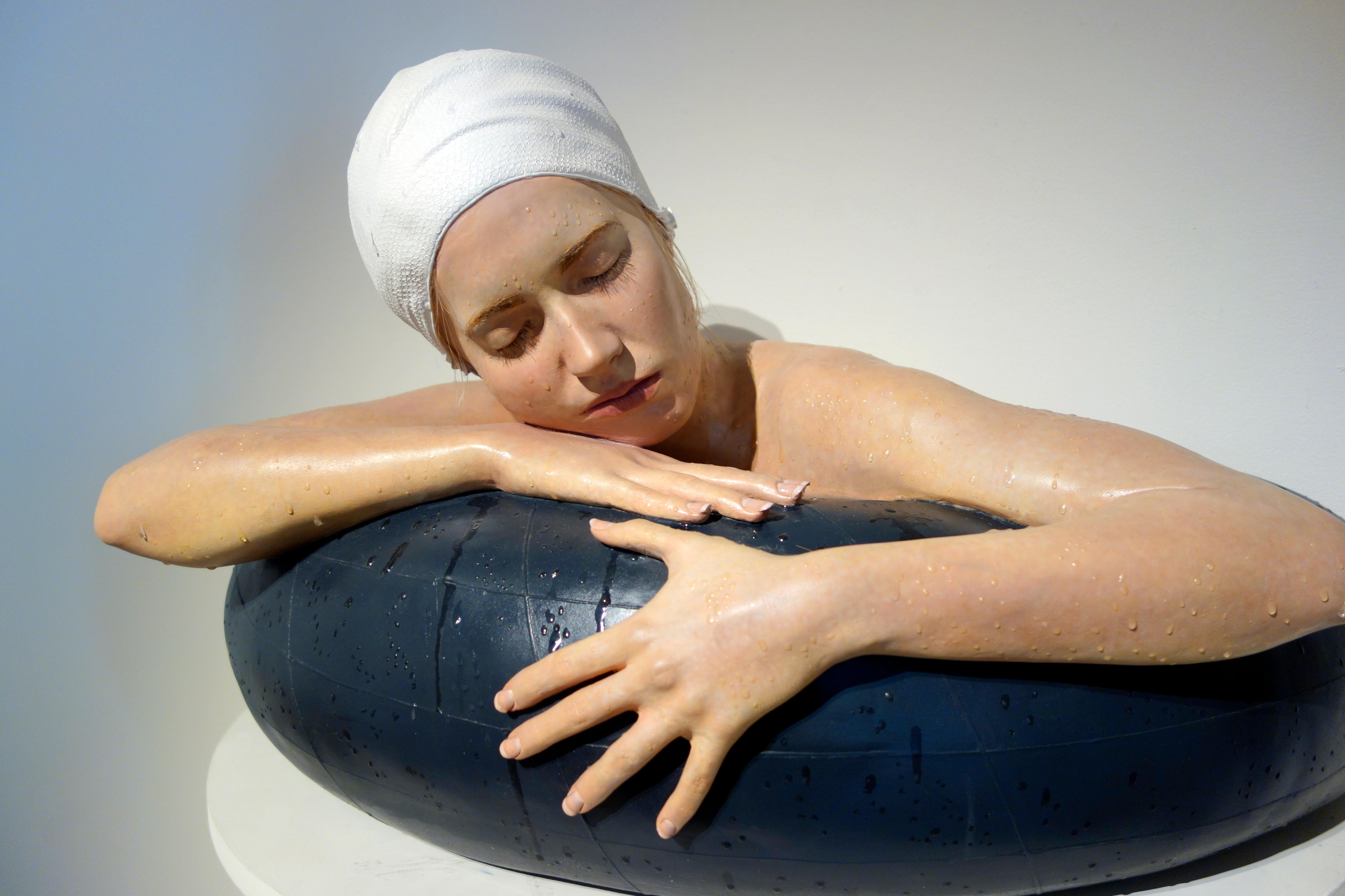 Carole Jeane Feuerman Figurative Sculpture - INNERTUBE II - Hyperrealist, Sculpture, Figurative