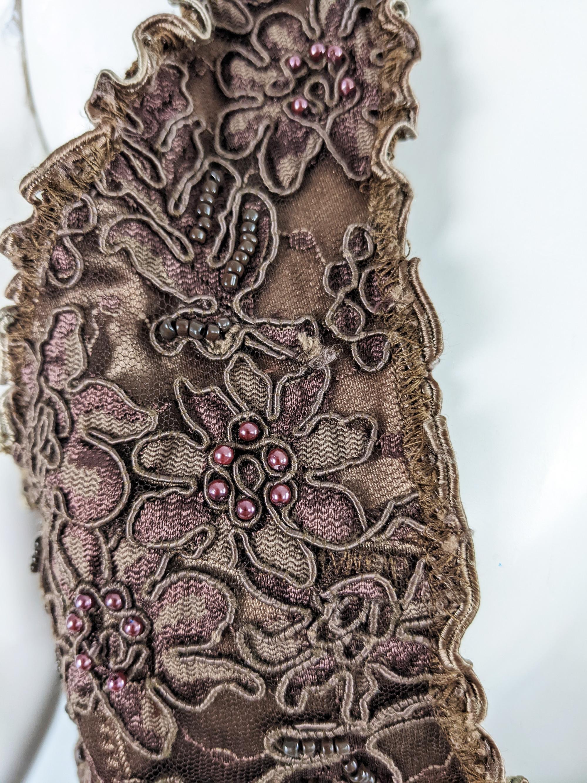 Black Carole Lee Vintage Sexy Deep Plunge Brown Beaded Halter Neck Evening Gown Dress For Sale