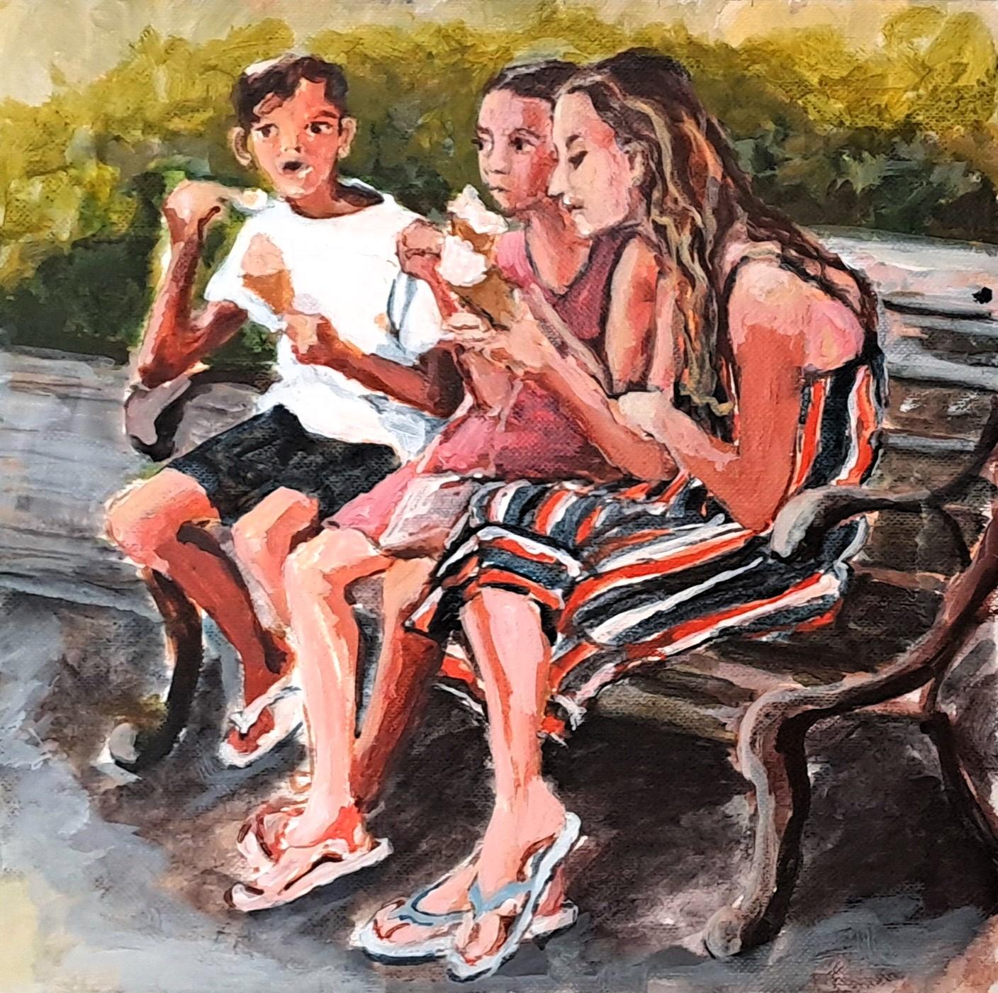 Acrylic on paper 

Carole Leprince is a French artist born in 1966 who lives &amp; works in Houilles, France. Over the years, her personal photos have been the inspiration for painting. She paints both those close to her and strangers in moving