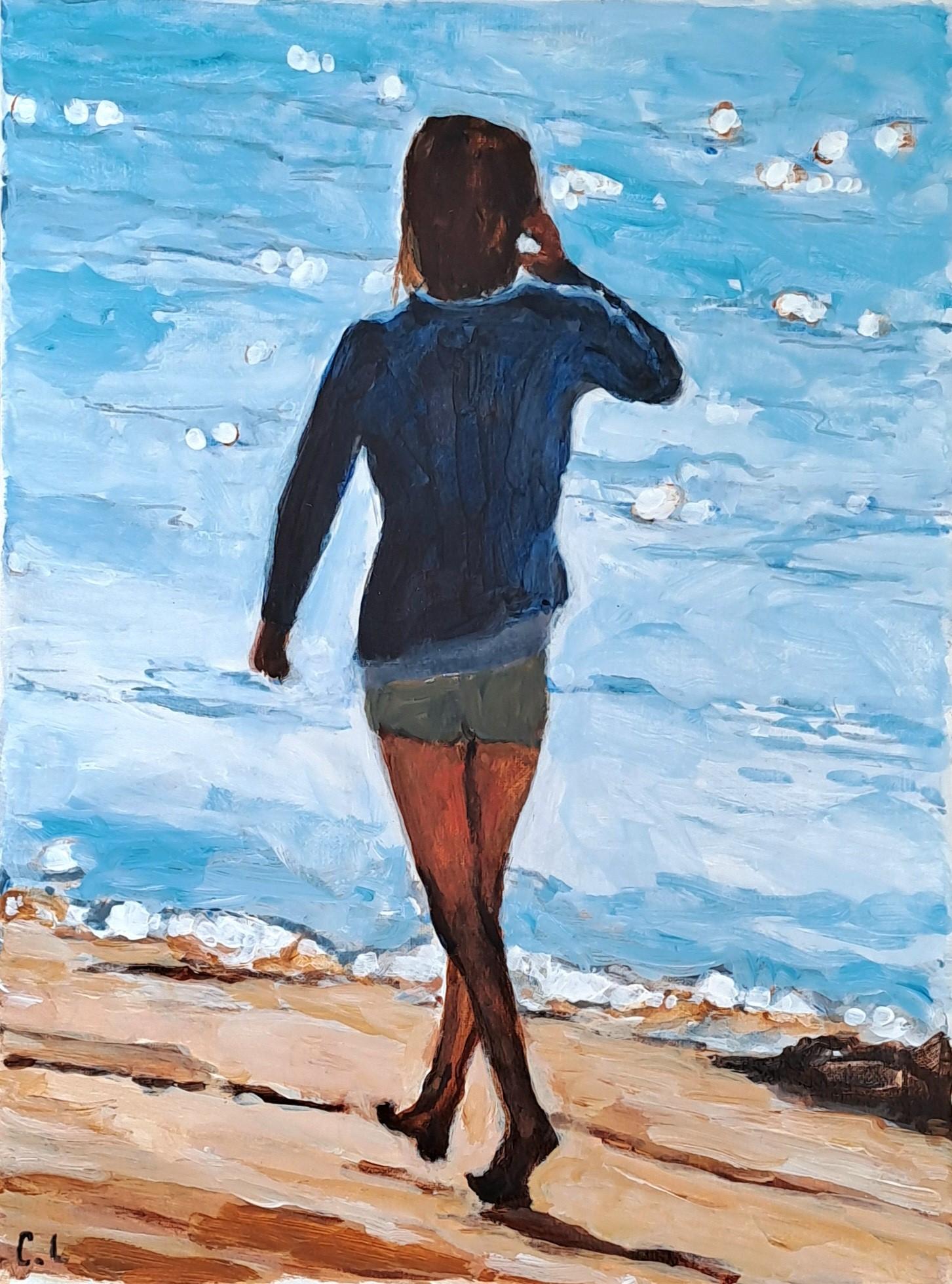 Zeitgenössische französische Kunst von Carole Leprince - Je Marche 3 im Angebot 1