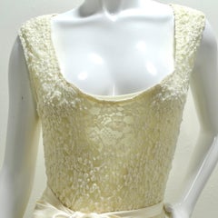 Carole Little 90s Ivory Lace Maxi Dress