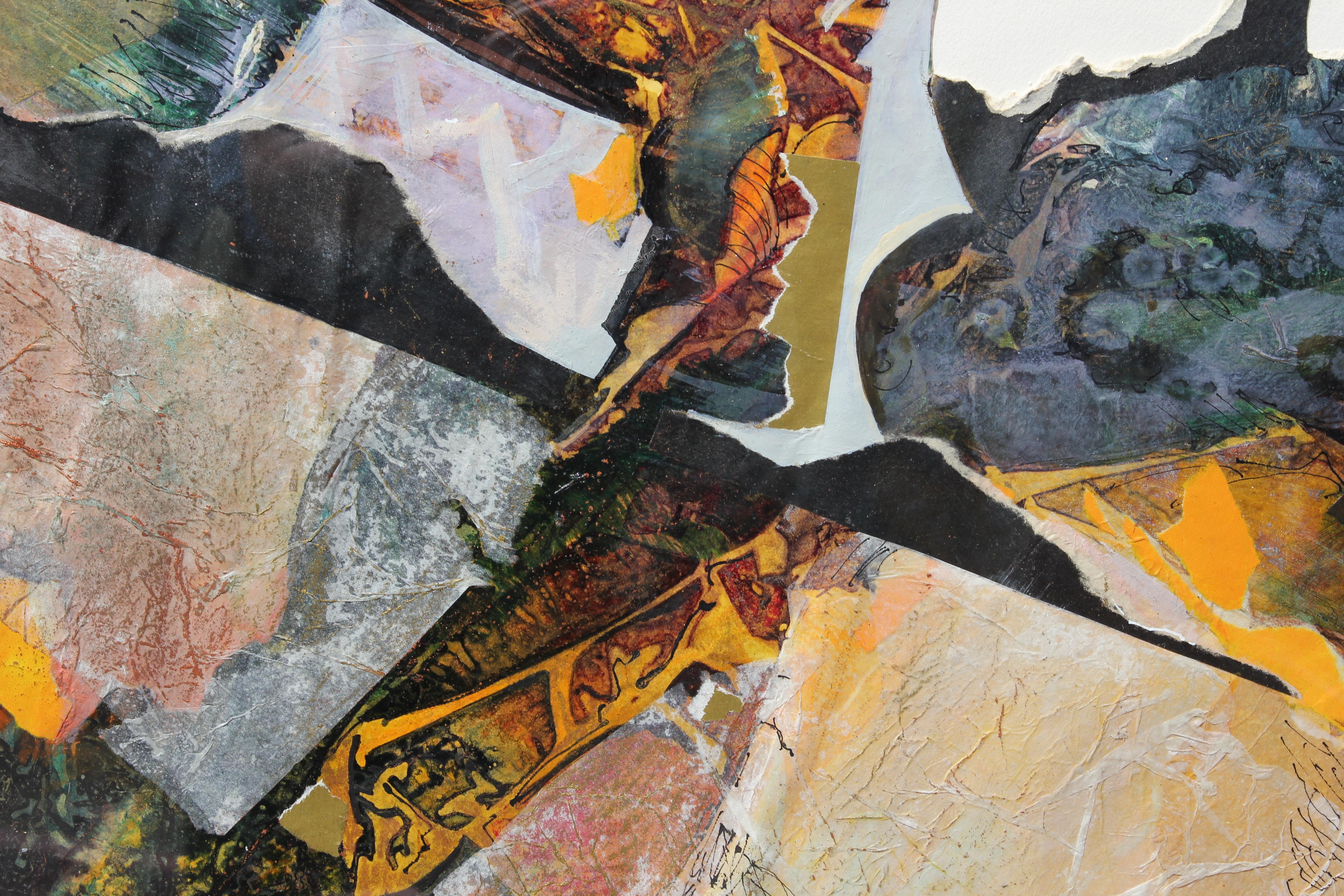Modernes strukturiertes, neutral getöntes, abstraktes Gemälde in Mischtechnik „Fragments“ im Angebot 1