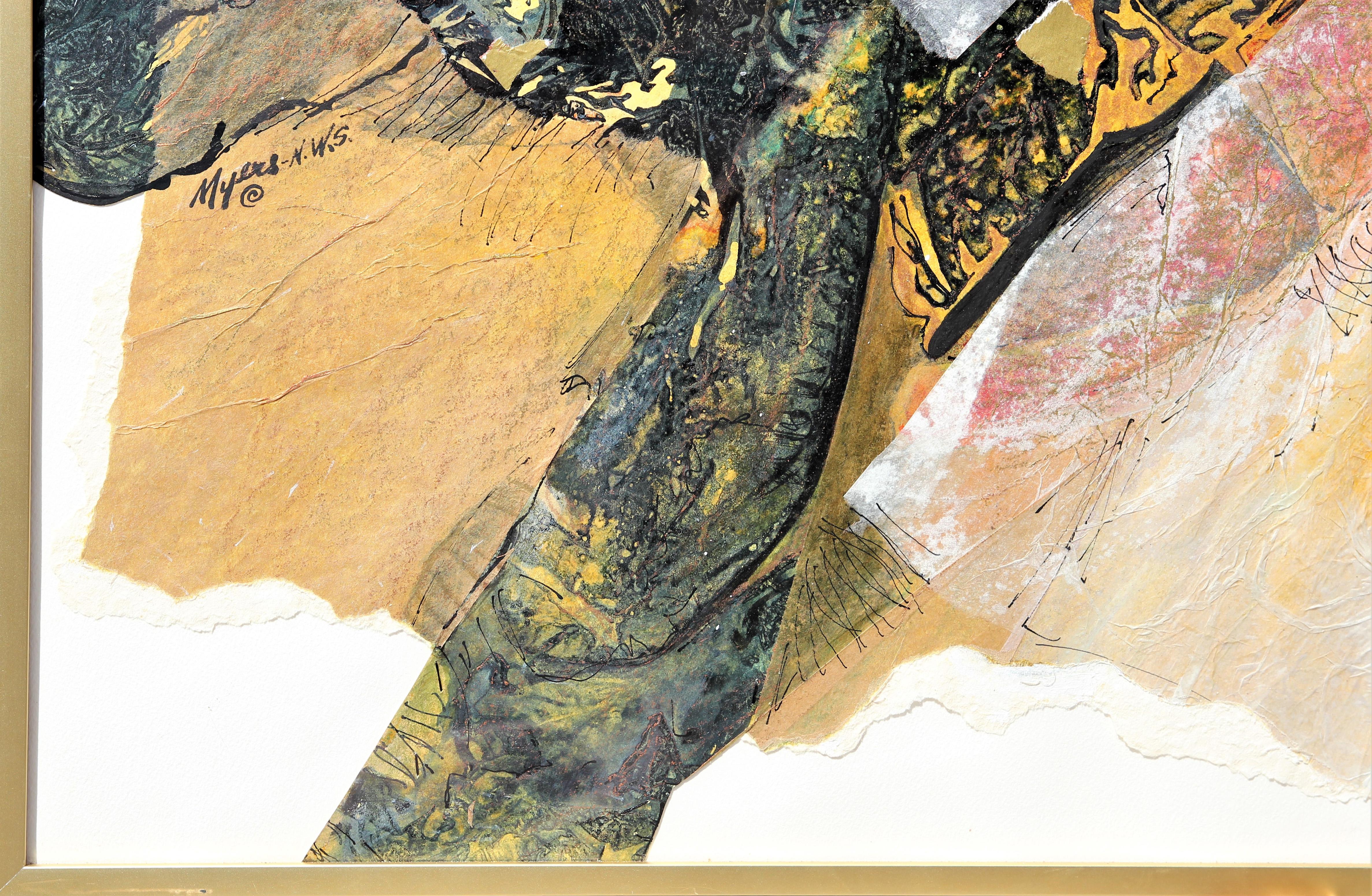 Modernes strukturiertes, neutral getöntes, abstraktes Gemälde in Mischtechnik „Fragments“ im Angebot 3