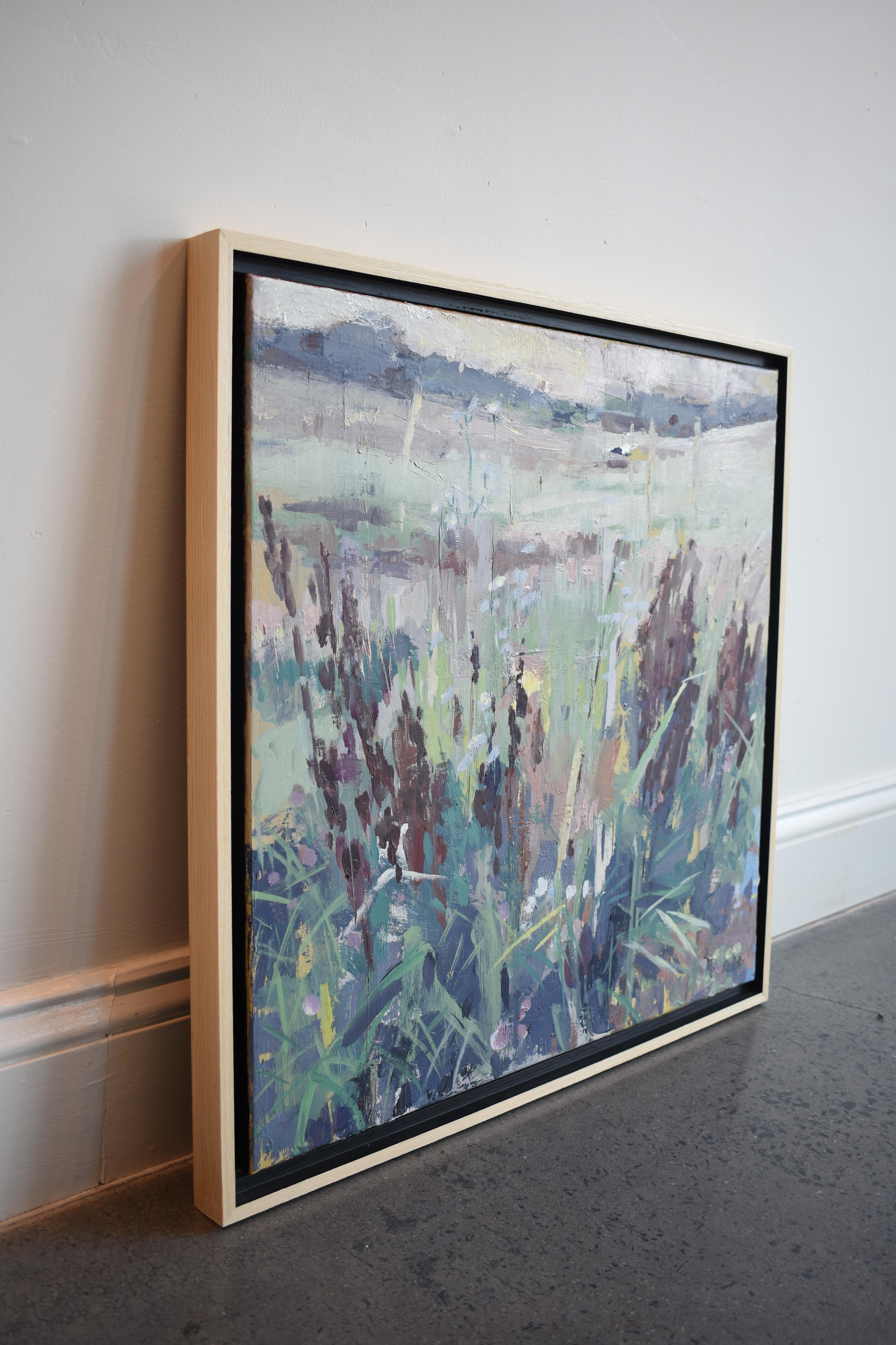 Wiese in der Dürre (Grau), Landscape Painting, von Carole Rabe