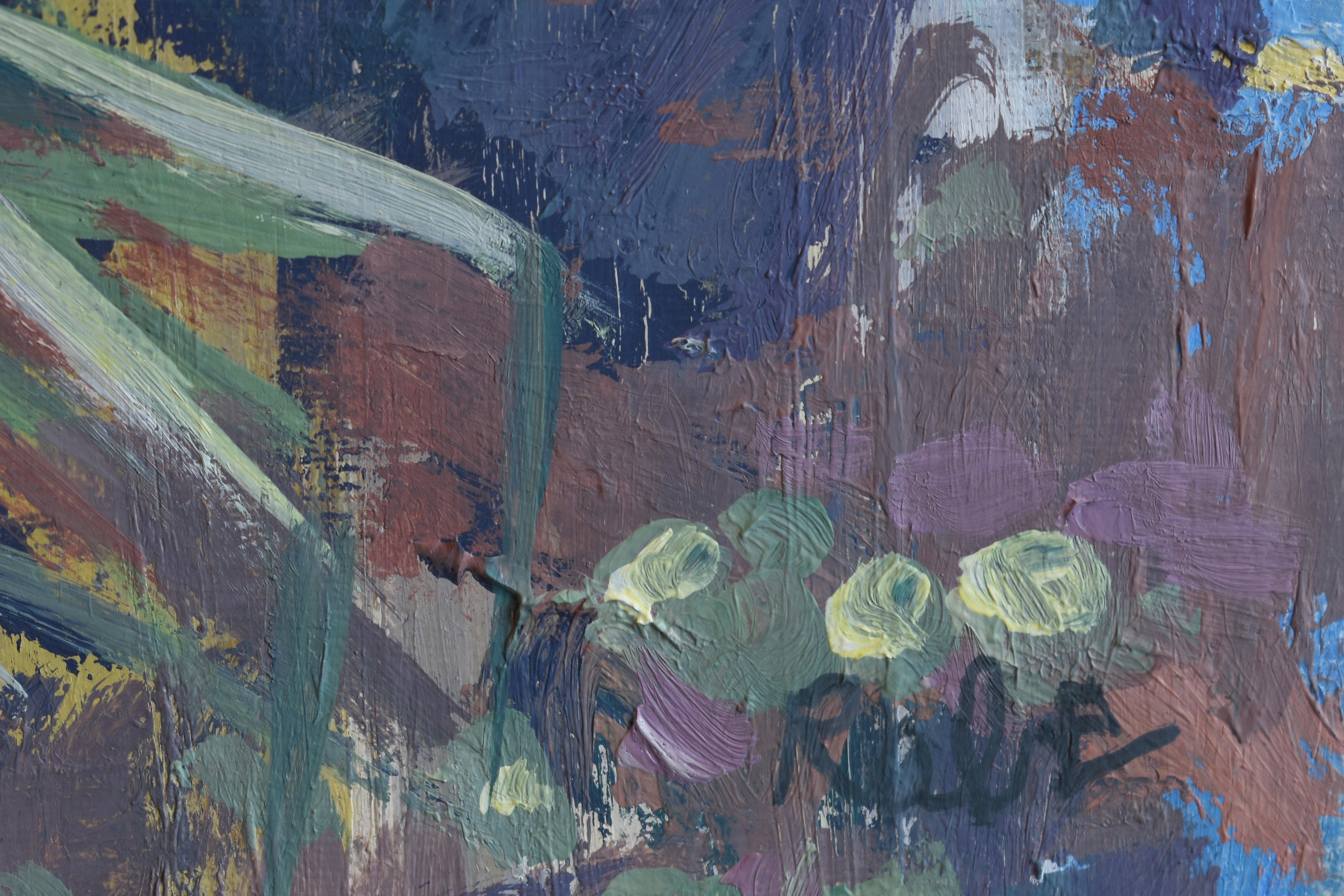 In Meadow in Drought, Carole Rabe captures the fragile beauty of a New England field under summer stress. This 20 x 20 inch oil on canvas balances abstraction and naturalism with expressive brushwork and a harmonious palette of soft greens, dusty