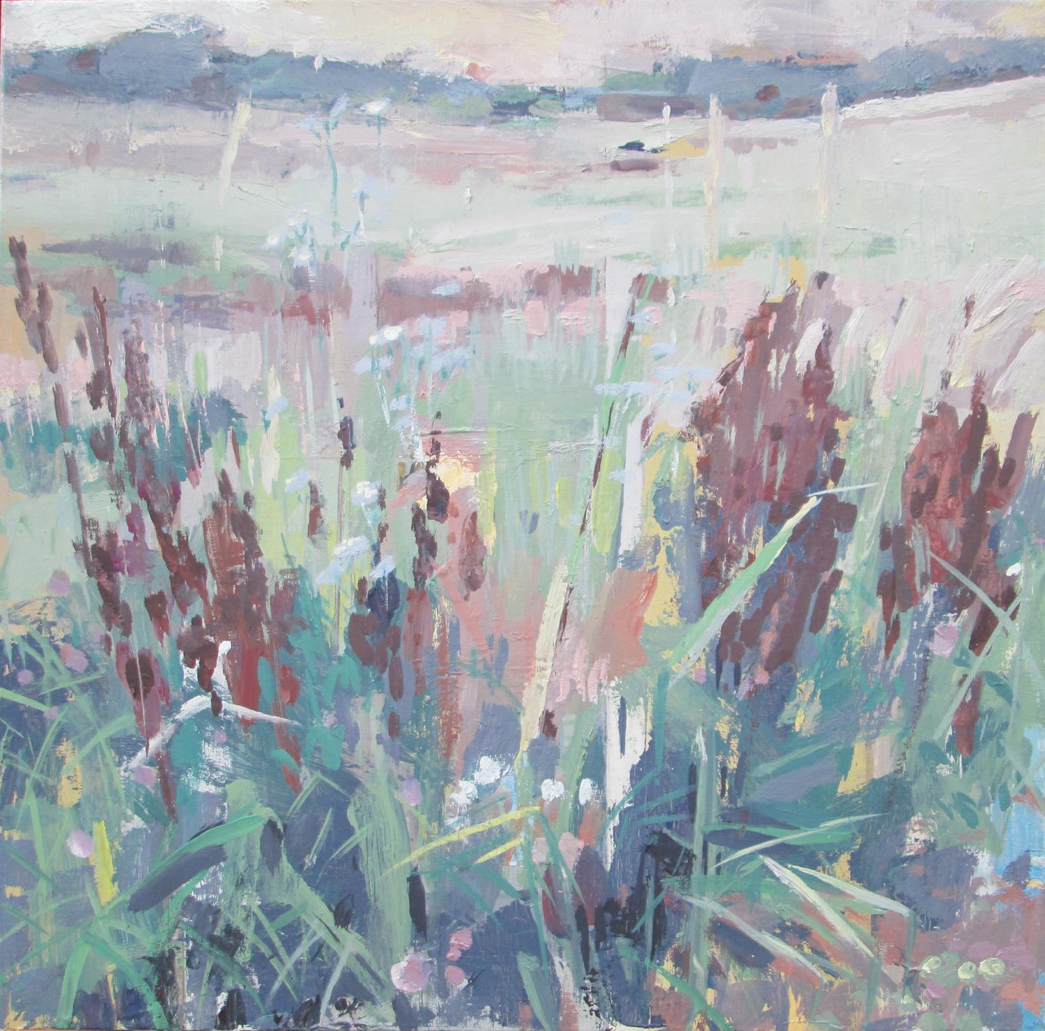 Carole Rabe Landscape Painting – Wiese in der Dürre