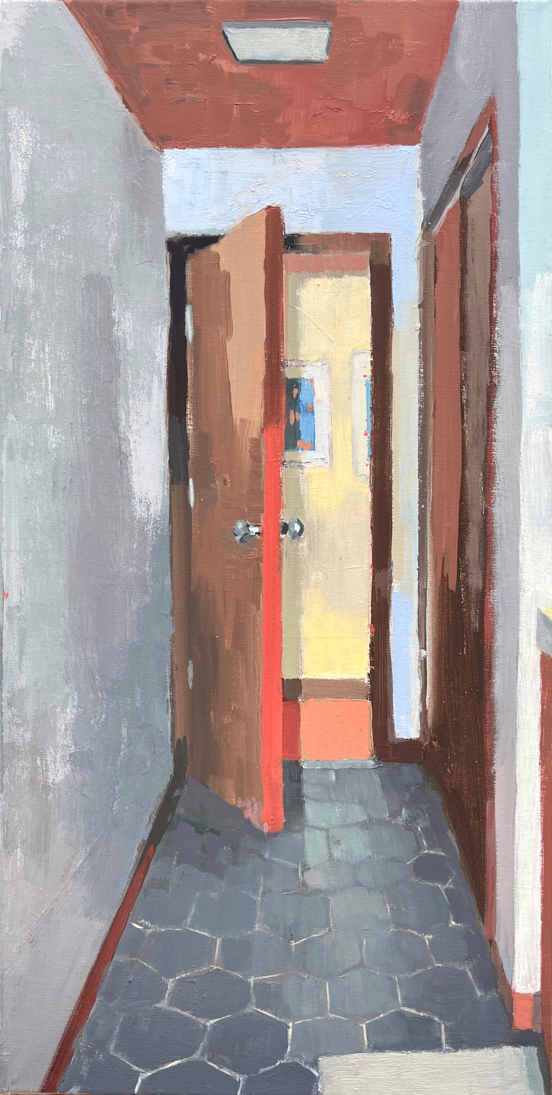 Porte ouverte, salle de bain