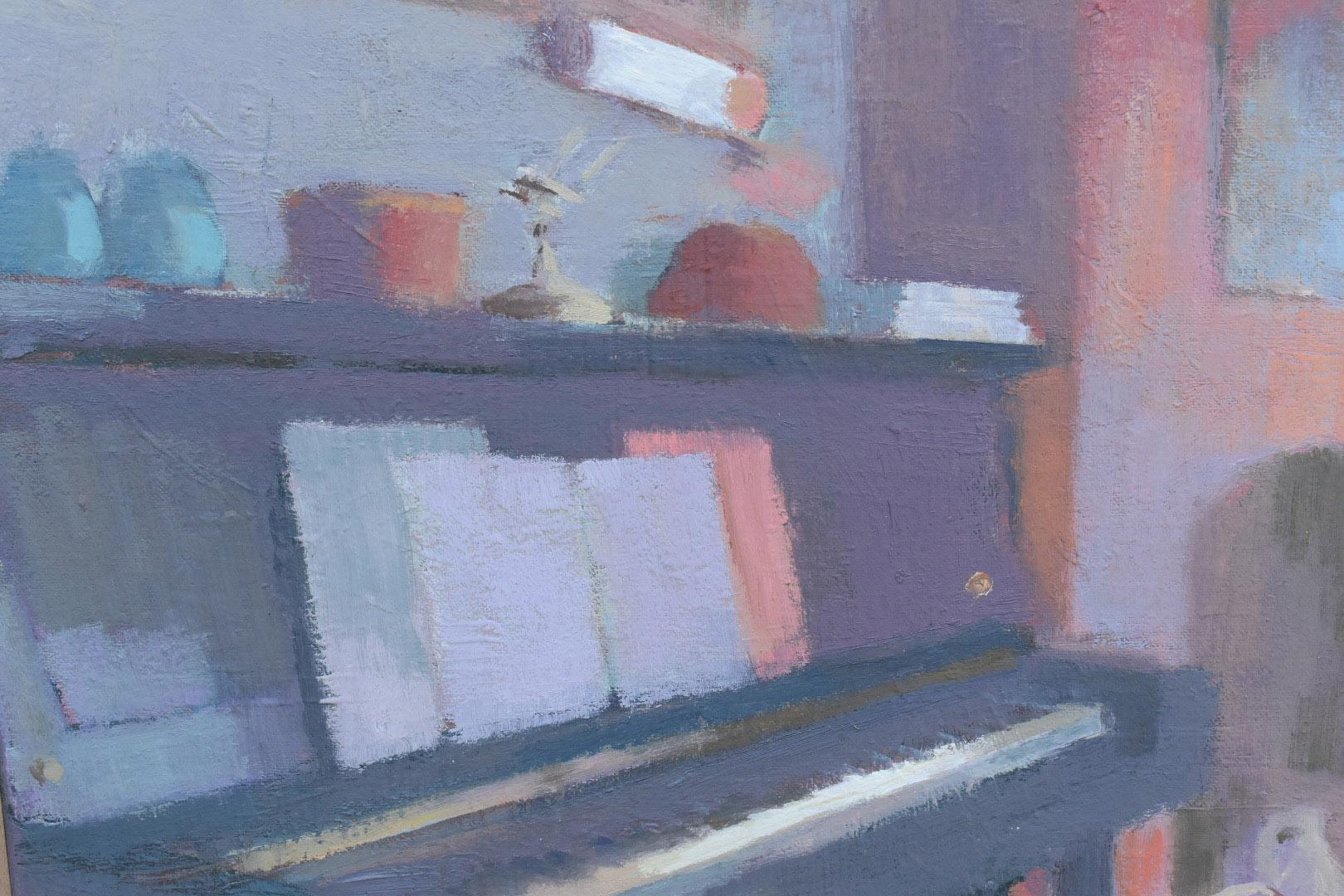 Klavierhocker (Grau), Still-Life Painting, von Carole Rabe