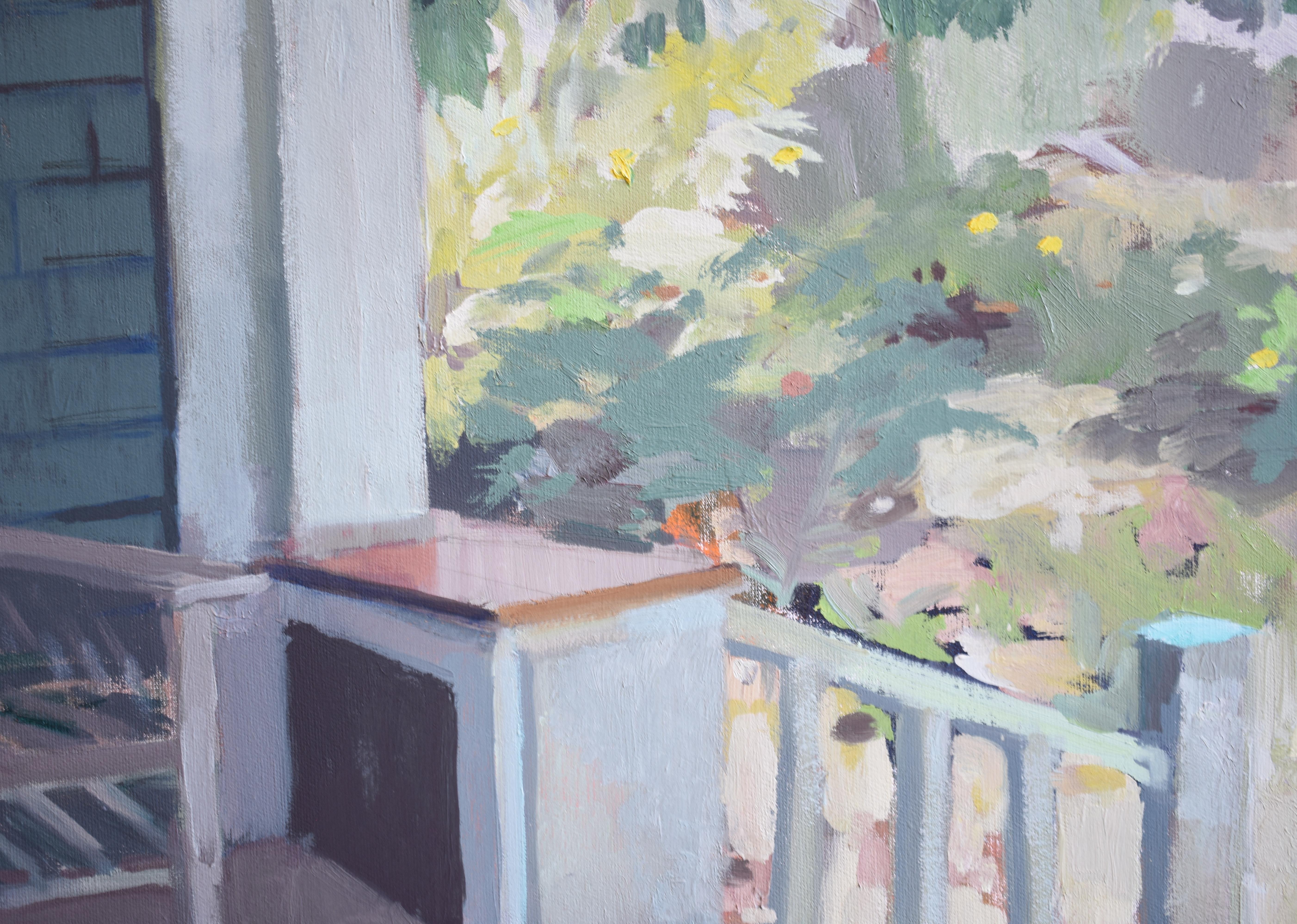 Sommer auf der Veranda (Grau), Still-Life Painting, von Carole Rabe