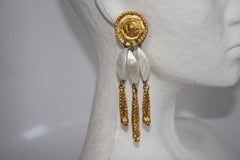 Carole Saint Germes Gilded Bronze and Baroque Mother of Pearl Clips