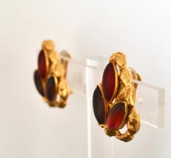 Carole St Germes Vintage Stone Clip Earrings