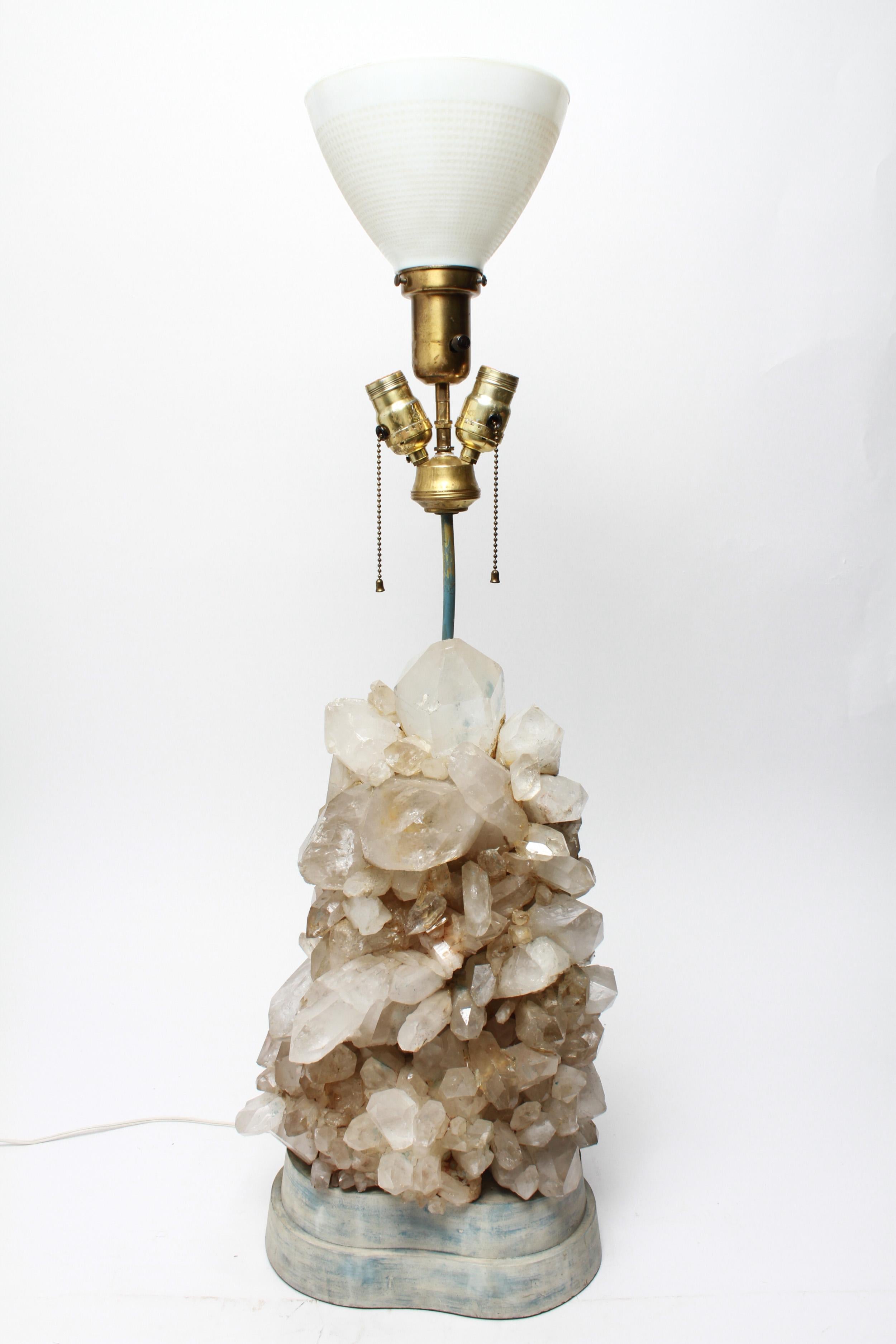 Carole Stupell Hollywood Regency Quartz Crystal Cluster Table Lamp 3