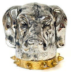 Carole Stupell Silvered & Gilt Bronze Foxhound Box, Signed, Italian Made