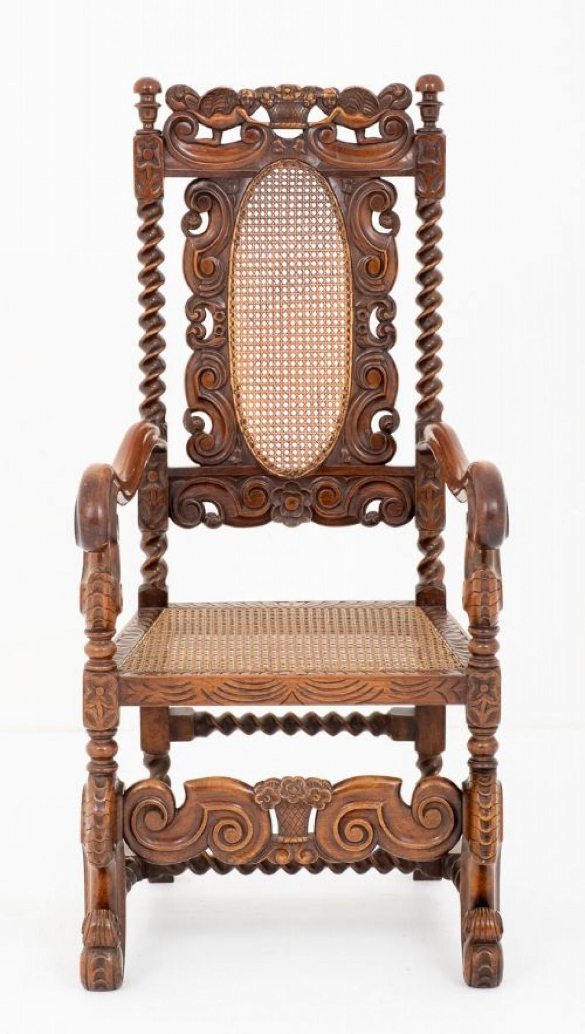 Chaise de salle à manger en chêne Carolean Antiques de ferme rustique en vente 5
