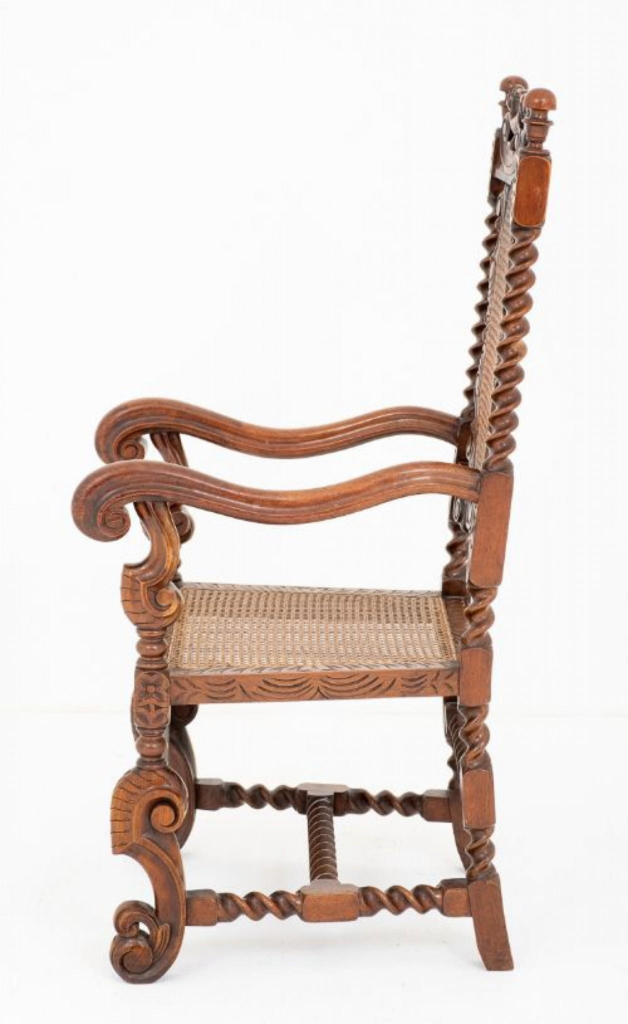 Début du 20ème siècle Chaise de salle à manger en chêne Carolean Antiques de ferme rustique en vente