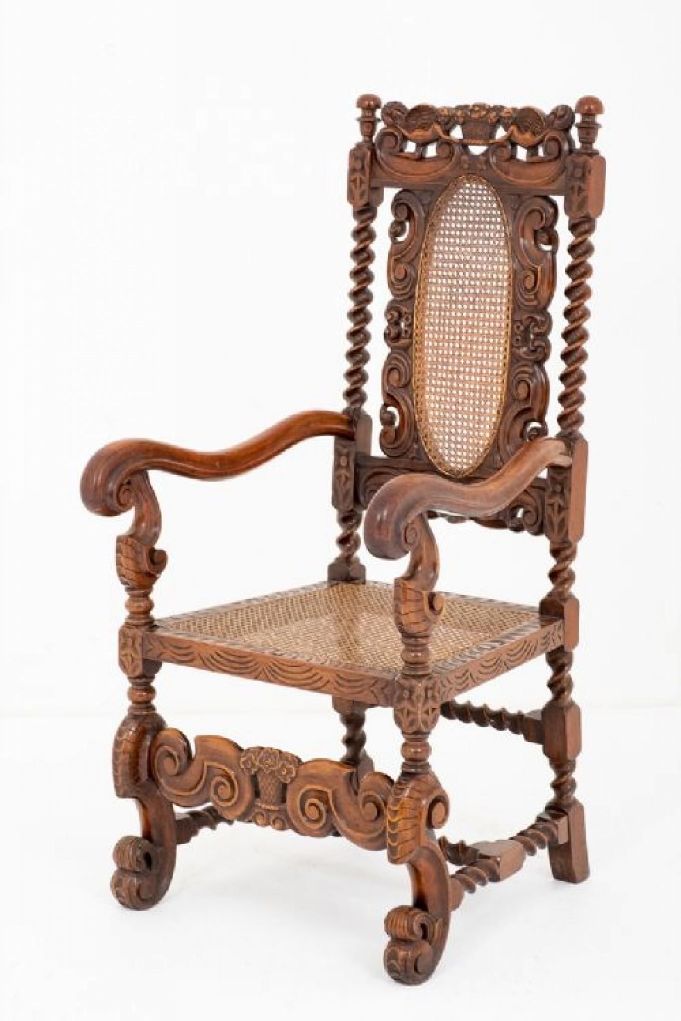 Chaise de salle à manger en chêne Carolean Antiques de ferme rustique en vente 4