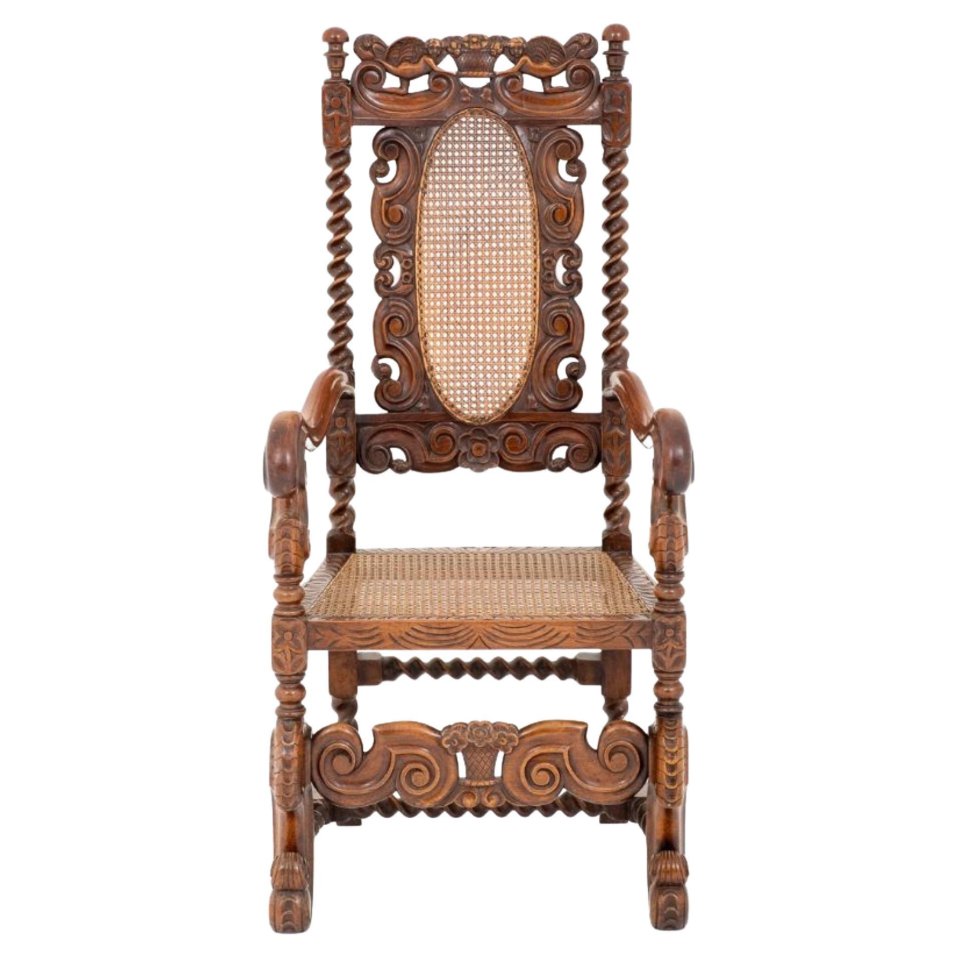 Carolean Oak Dining Chair Farmhouse Rustic Antiques