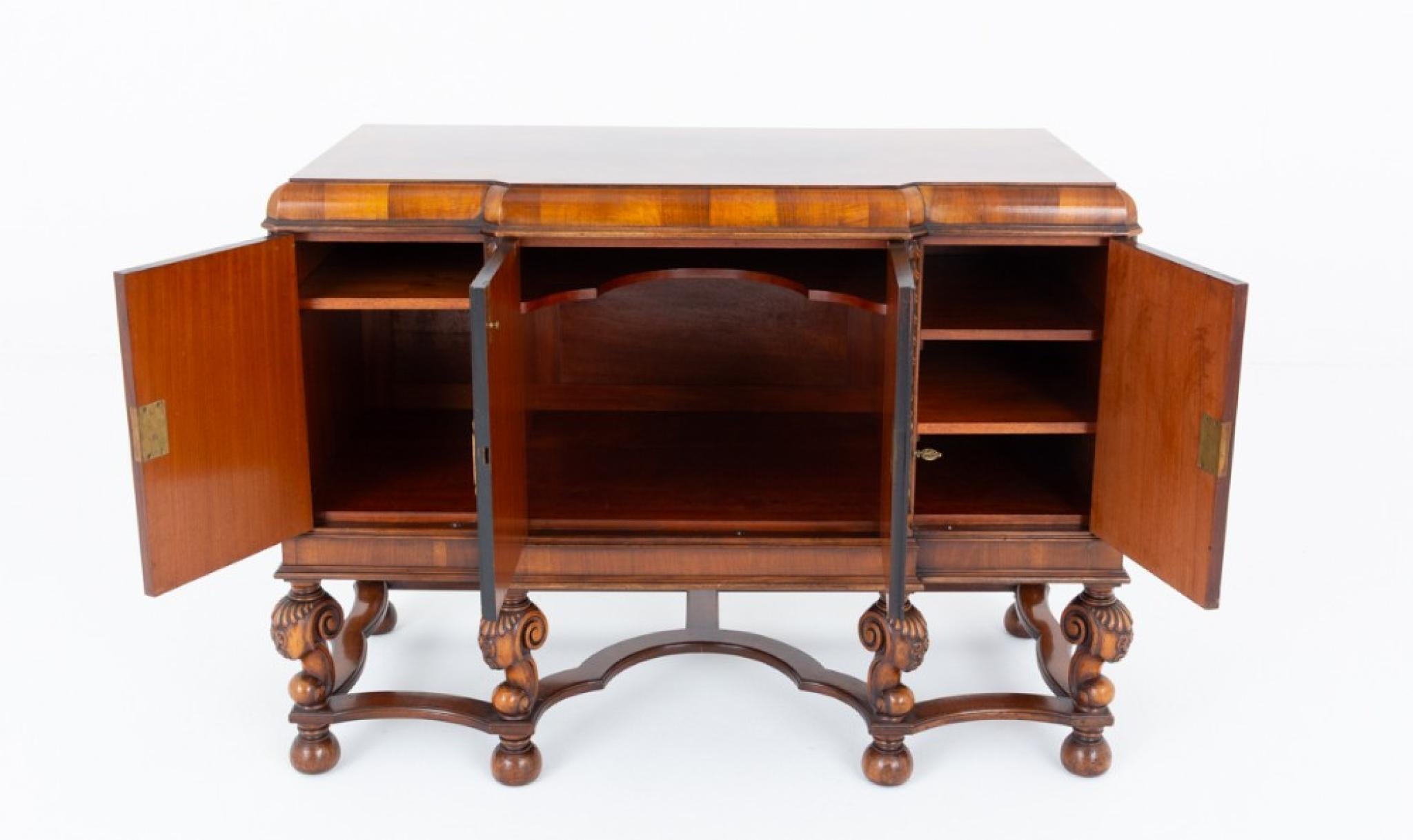 Carolean Sideboard Server Walnut Chinoiserie Cabinet For Sale 6