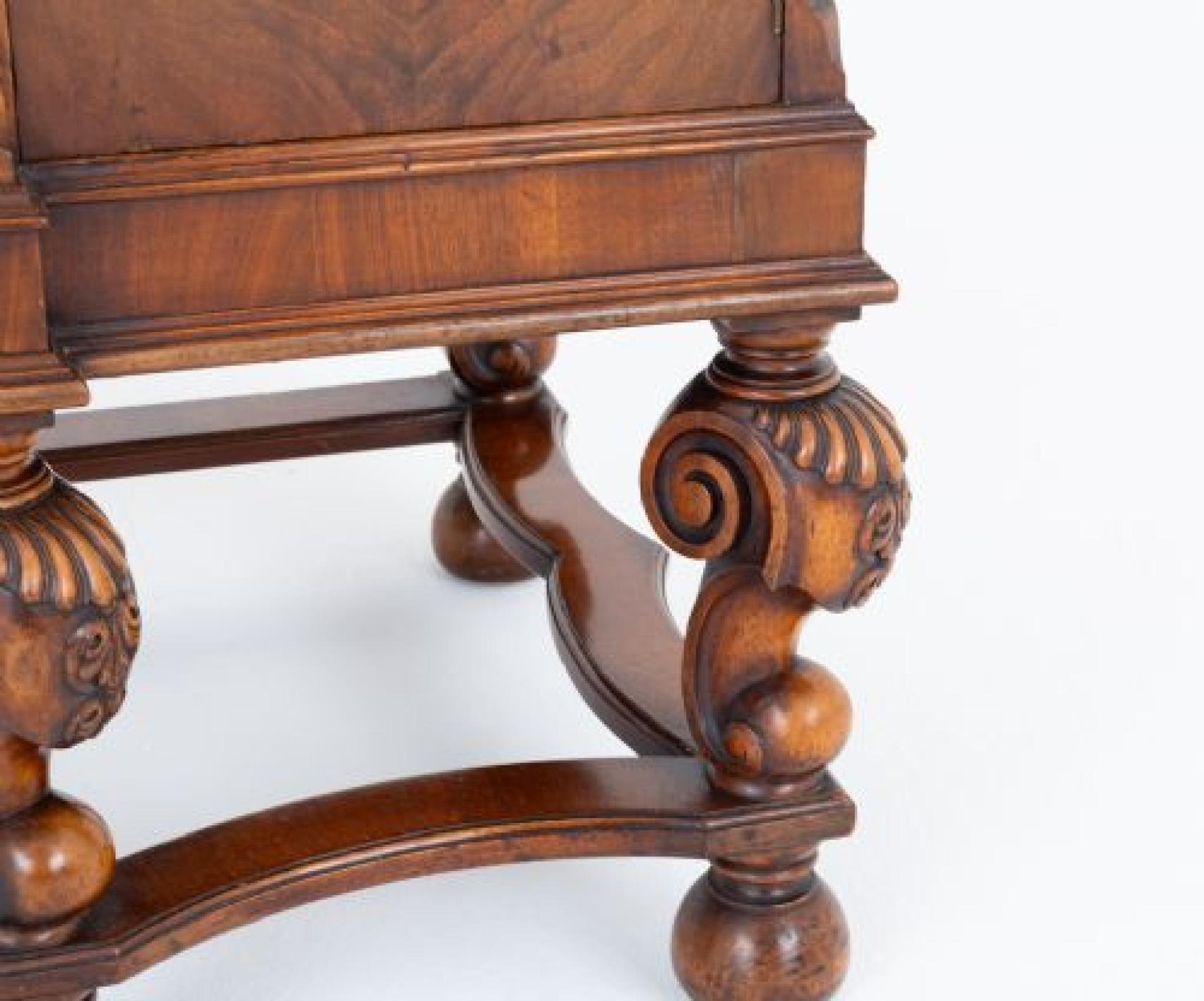 Carolean Sideboard Server Walnut Chinoiserie Cabinet For Sale 1