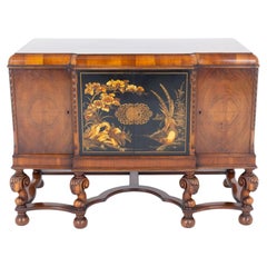 Carolean Sideboard Server Walnut Chinoiserie Cabinet