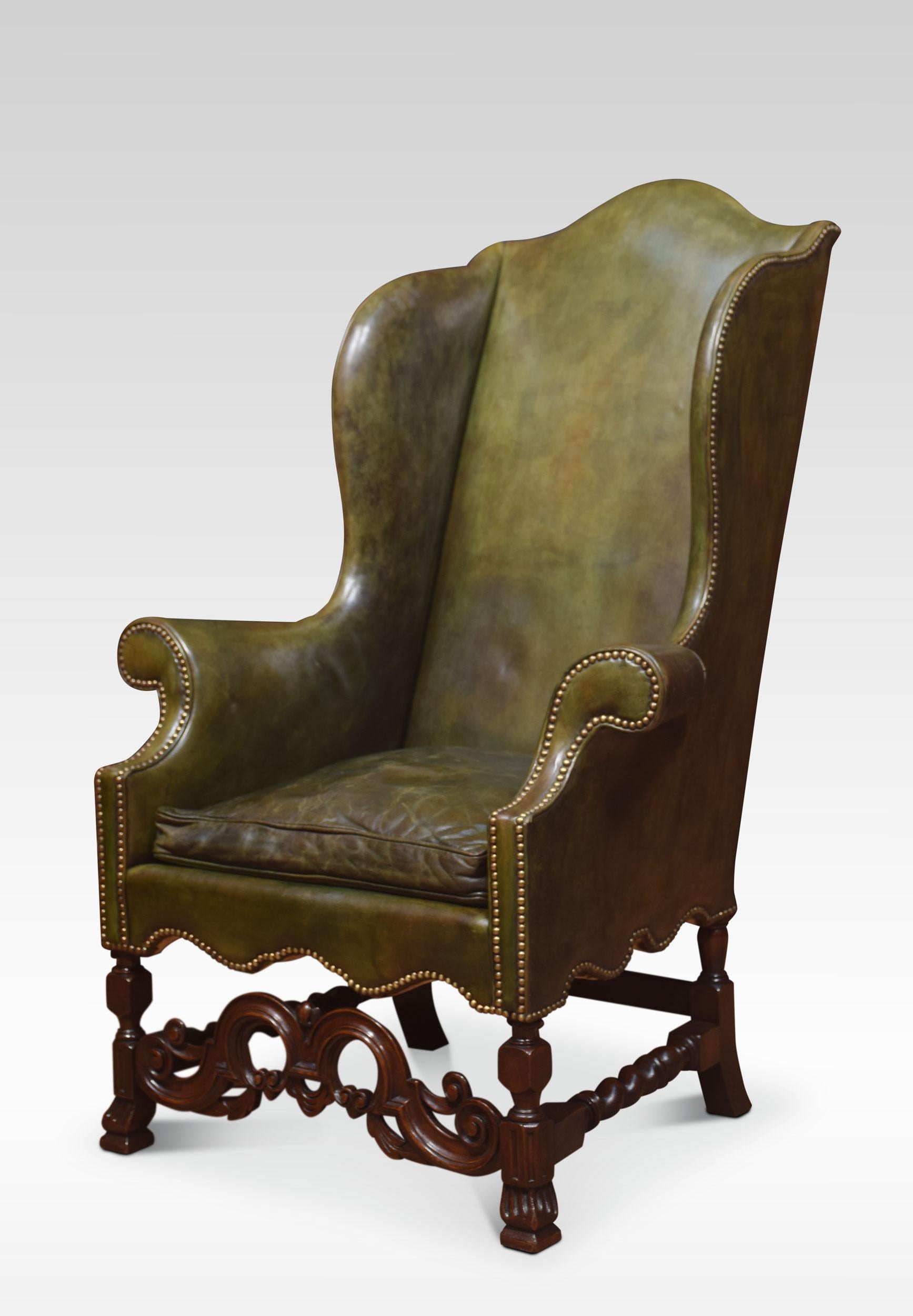 Carolean Style Walnut Framed High Back Armchair In Good Condition In Cheshire, GB