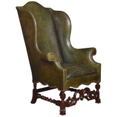 Antique Carolean Style Walnut Framed High Back Armchair