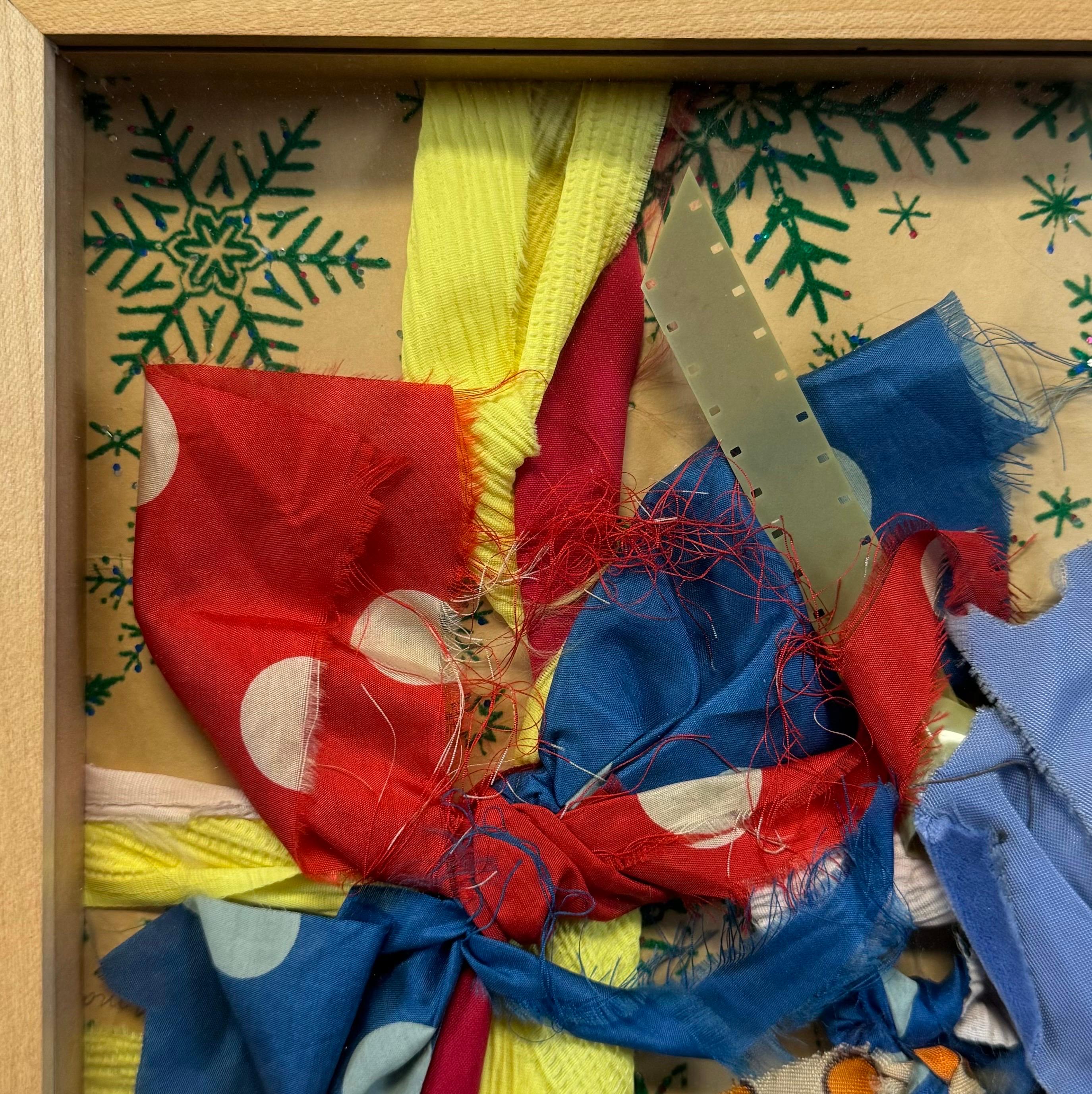 “Untitled, 1966” Feminist Mixed Media Collage Ribbons Wrapping Paper Film For Sale 1