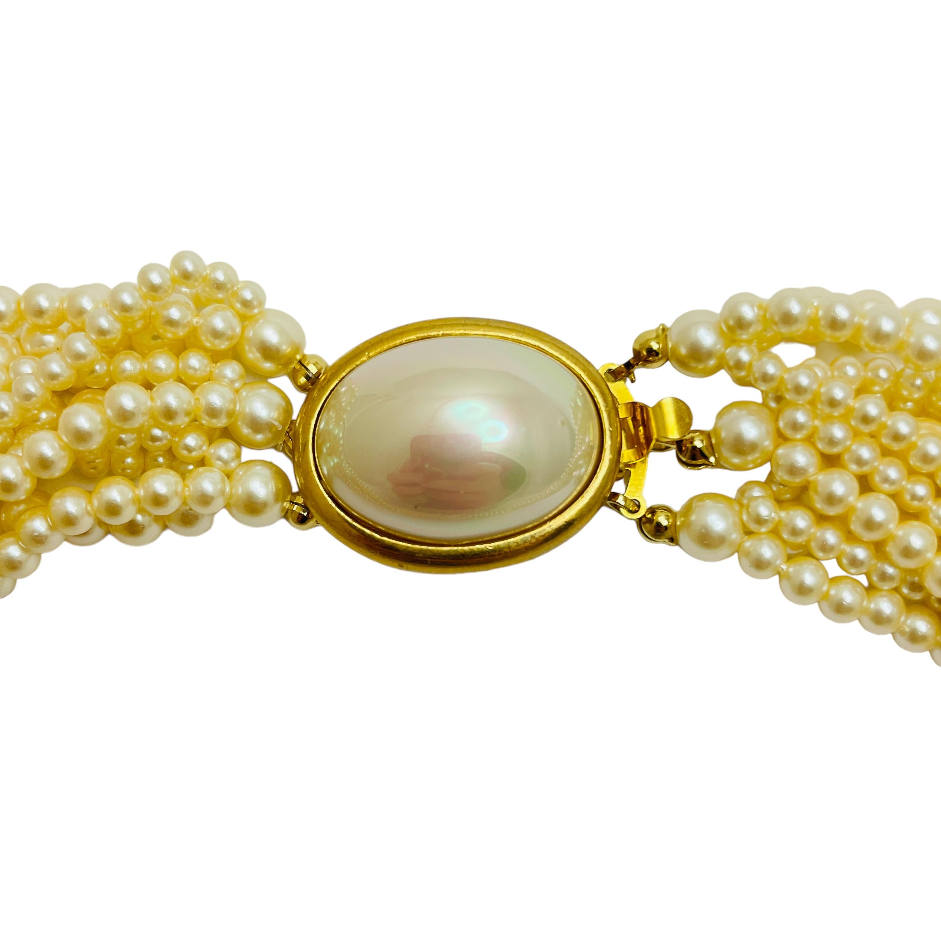 da uomo o donna Carolee, collana firmata in oro con perle finte, a più fili in vendita