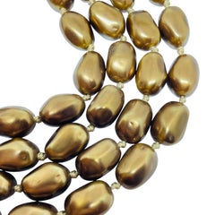 CAROLEE signed gold tone pearls choker designer necklace