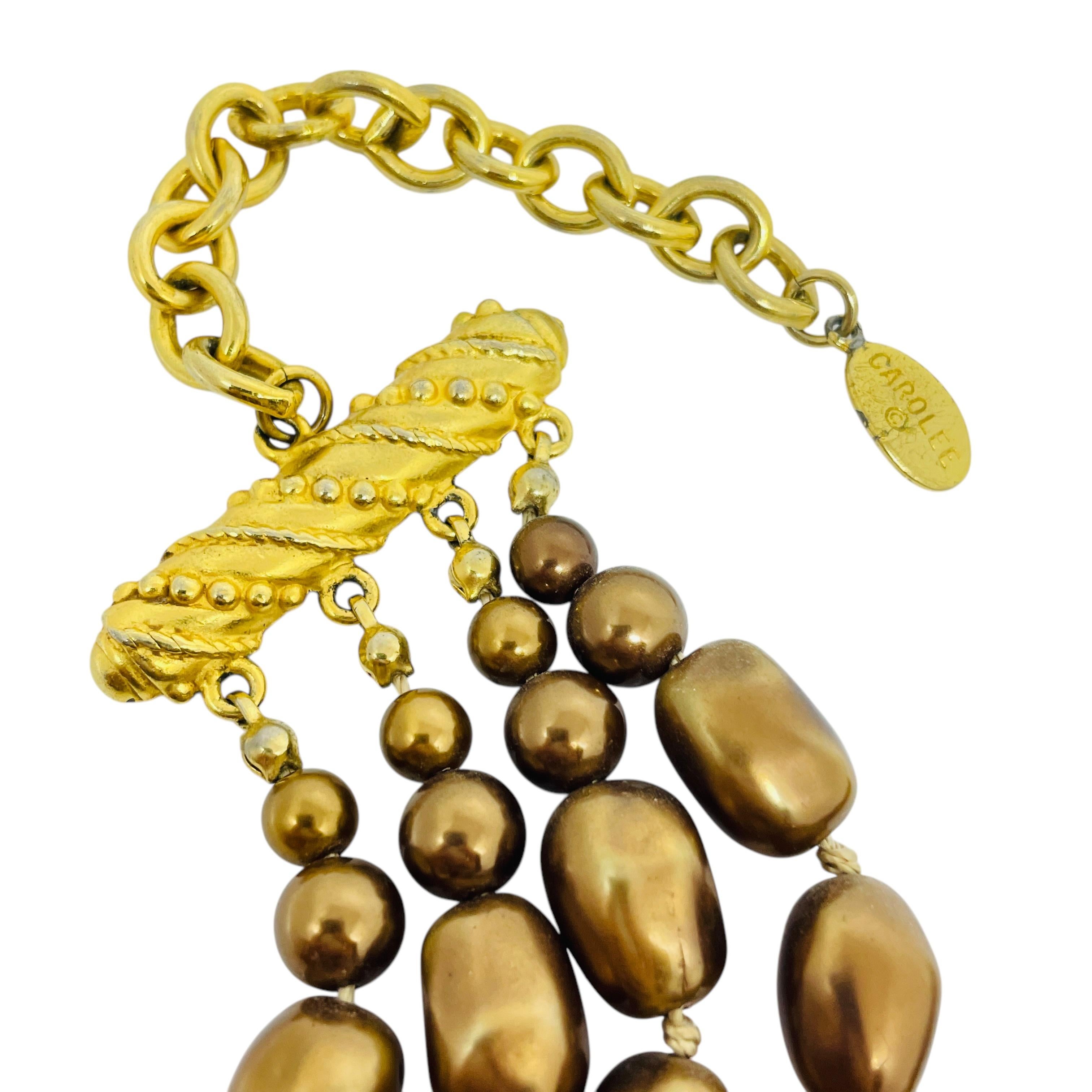 CAROLEE signiert Goldton Perlen Halskette Designer Halskette Damen im Angebot